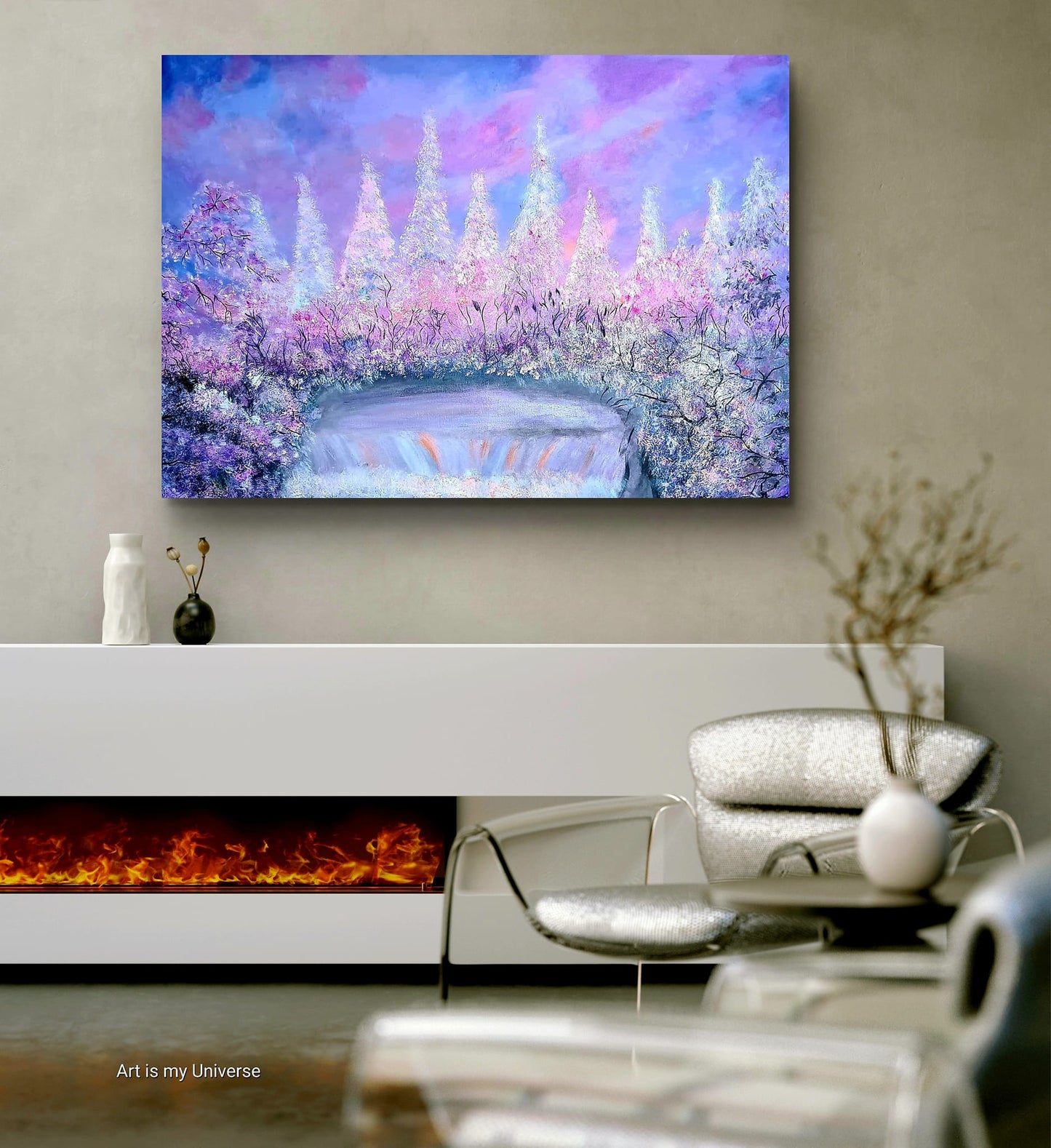 Mystic Falls Serene Waterfall Landscape Painting - 7