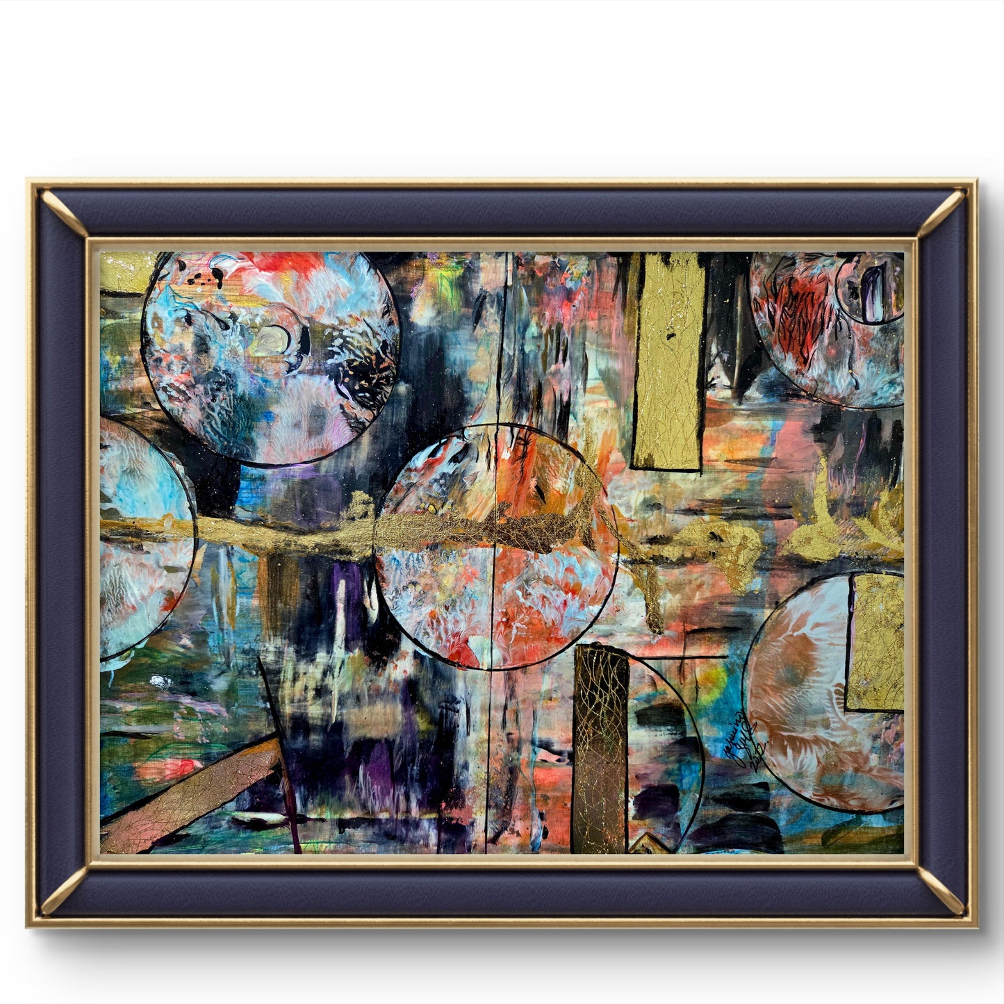 Golden Dimensions – Original Mixed Media Painting by Jasmina Mendoza | Art is my Universe