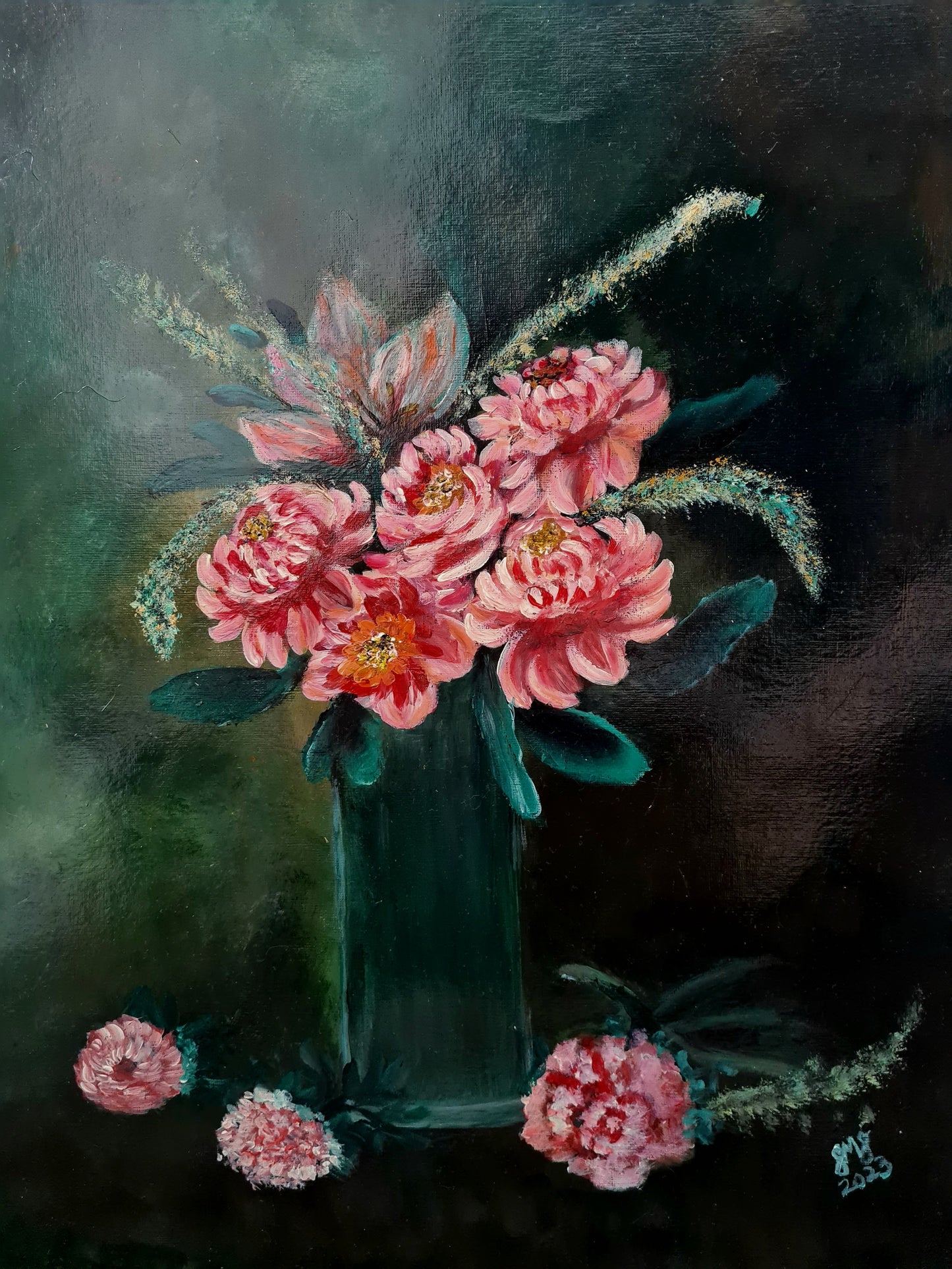 Peonies – Original Acrylic Painting by Jasmina Mendoza - 1