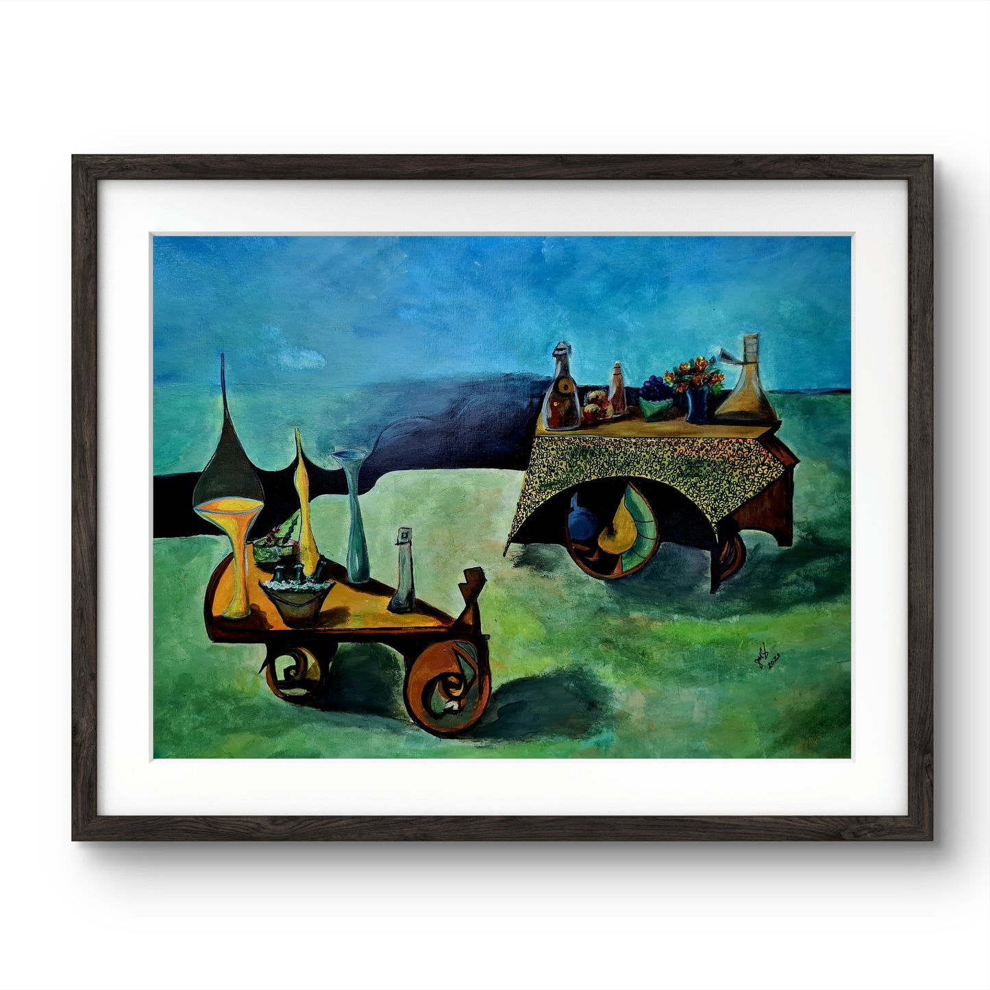 The Beer’s Cart Original Acrylic Painting by Jasmina Mendoza - 1