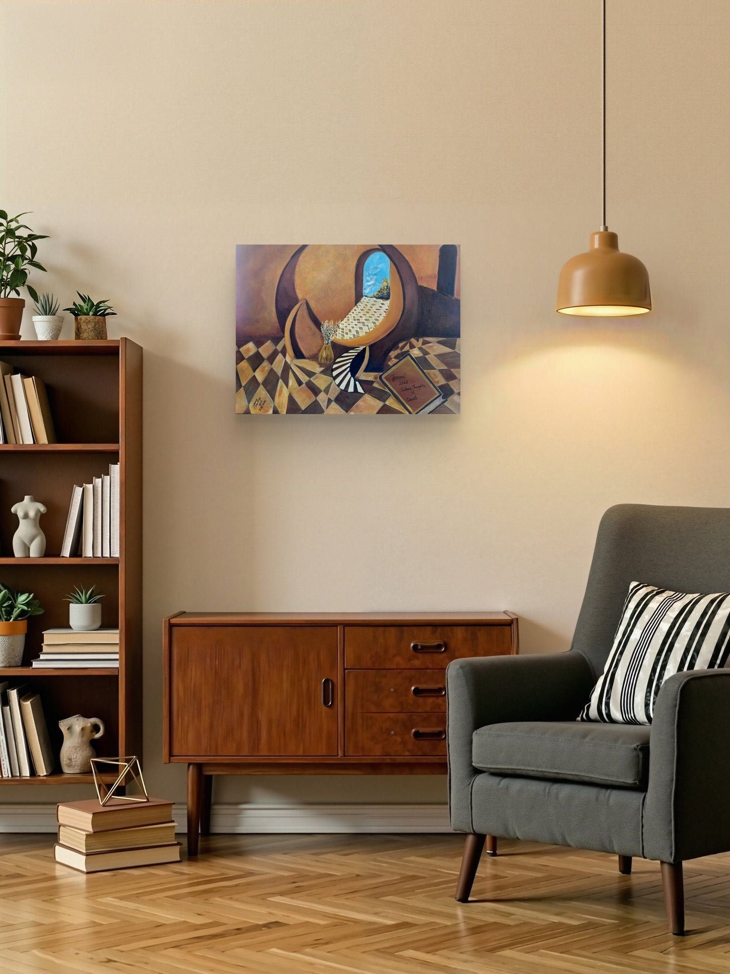 Between Pages, Original Surreal Painting by Jasmina Mendoza. | Art is my Universe