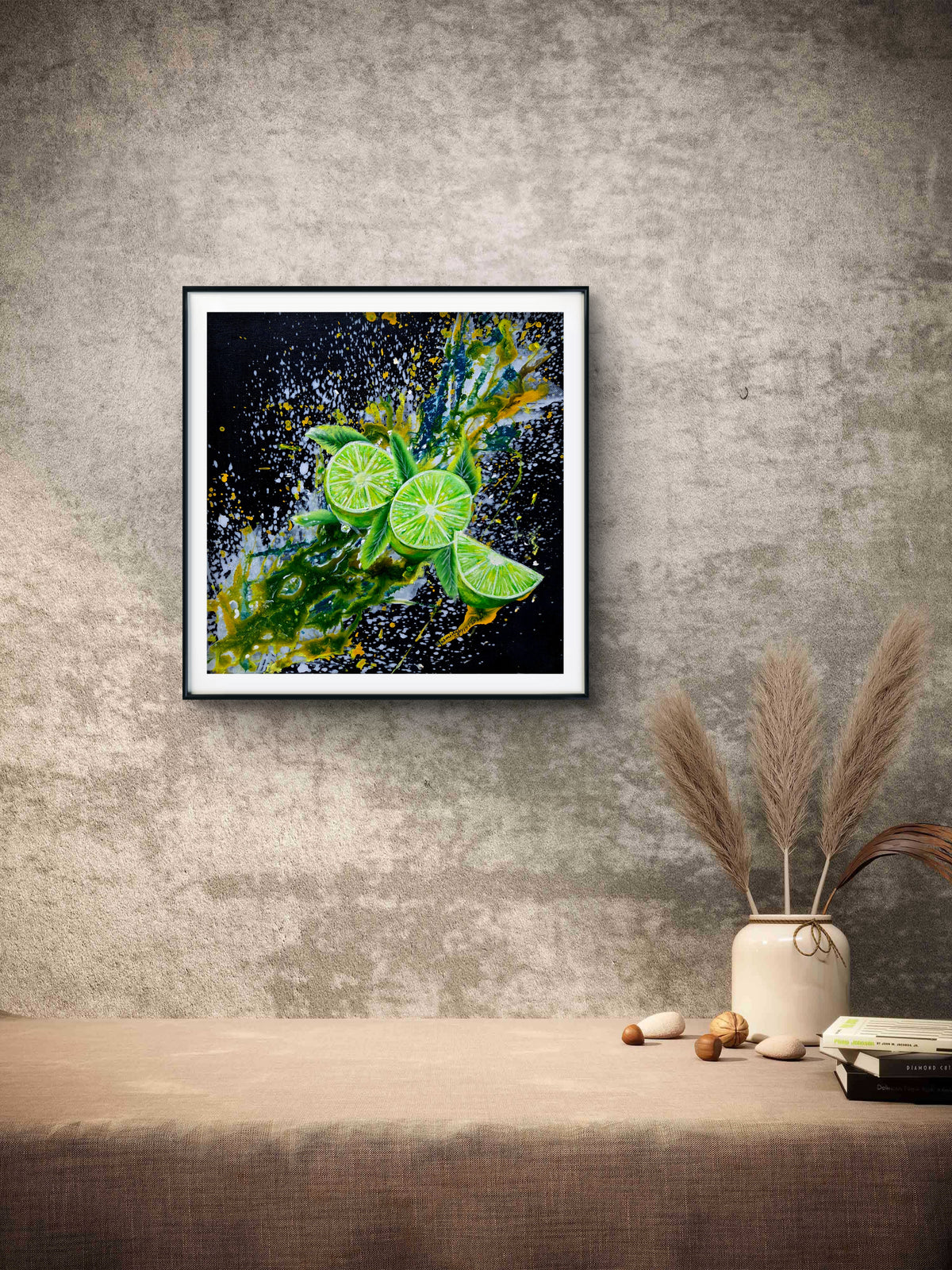 Lime Motion – Contemporary Mixed Media Painting by Jasmina Mendoza