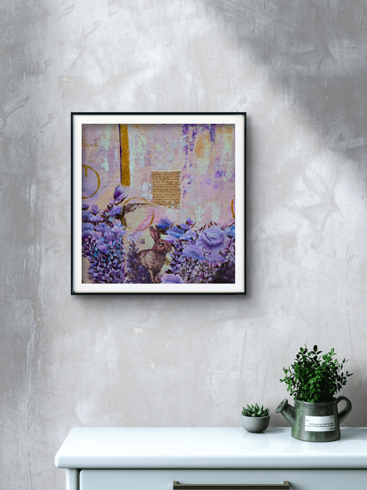 The Secret Letter in the Garden – Contemporary Mixed Media Painting by Jasmina Mendoza