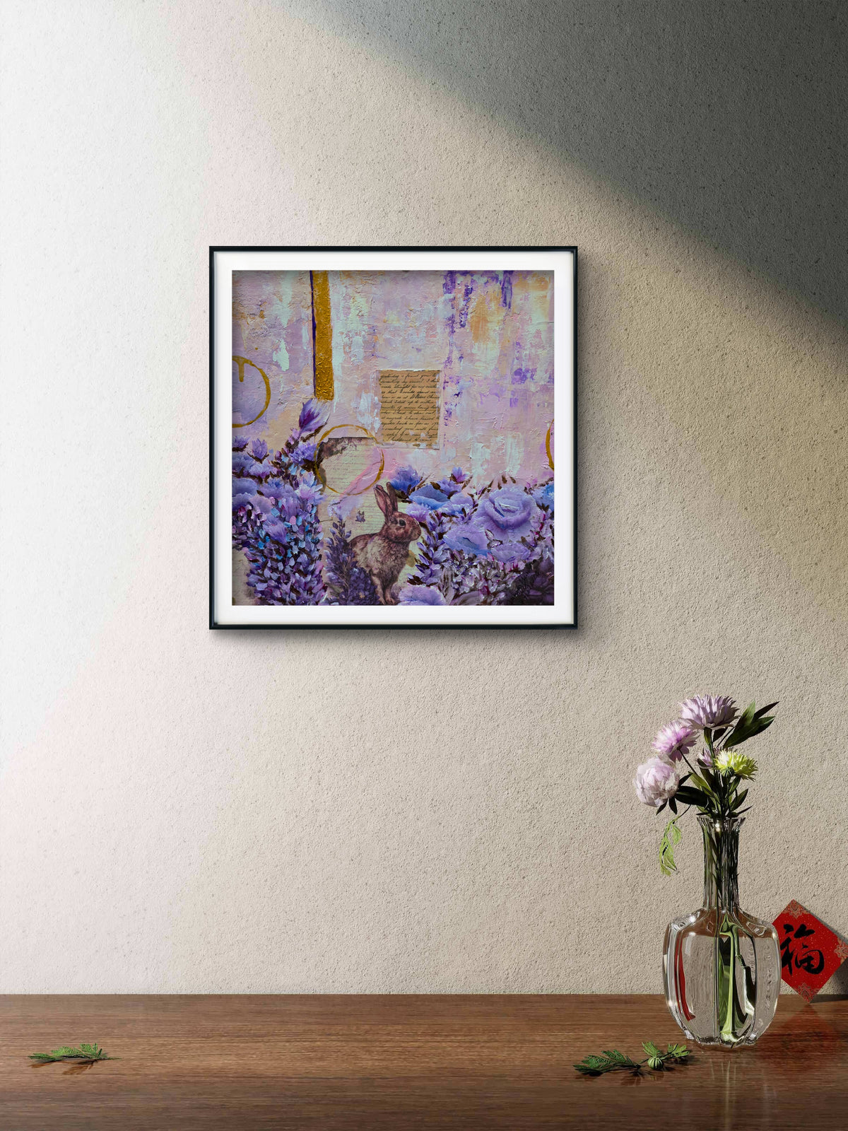 The Secret Letter in the Garden – Contemporary Mixed Media Painting by Jasmina Mendoza