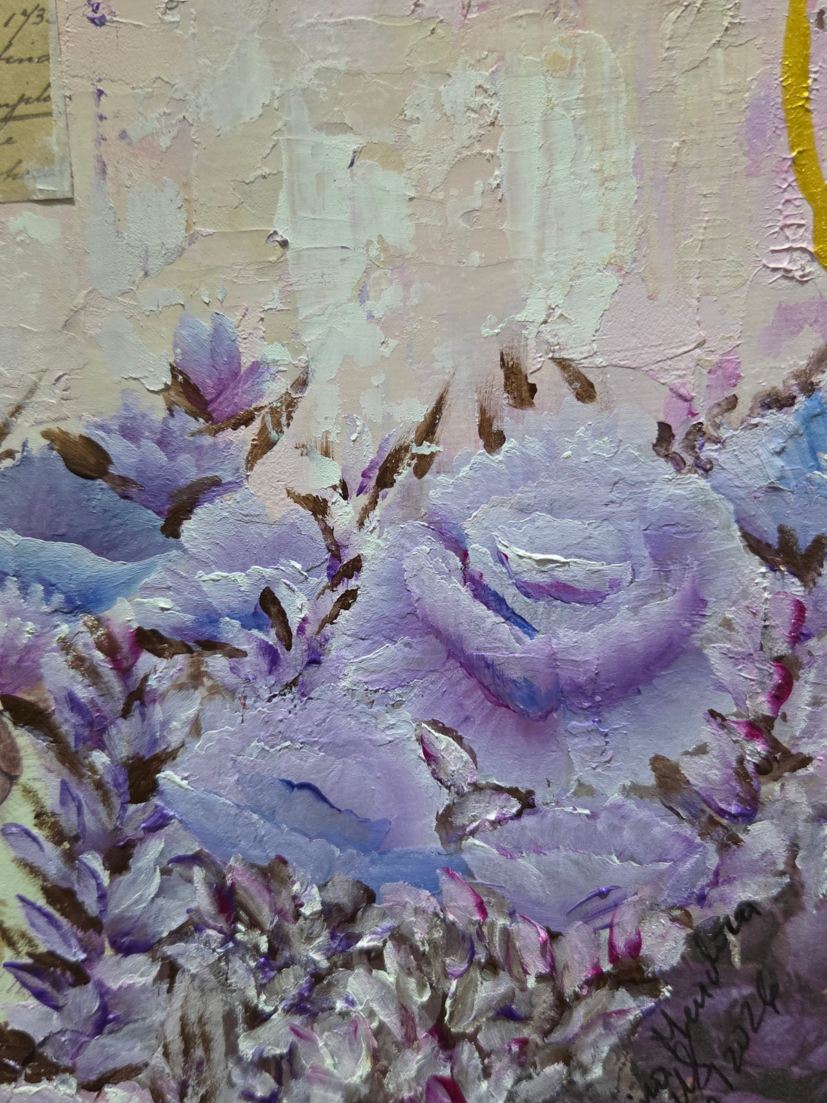 The Secret Letter in the Garden – Contemporary Mixed Media Painting by Jasmina Mendoza