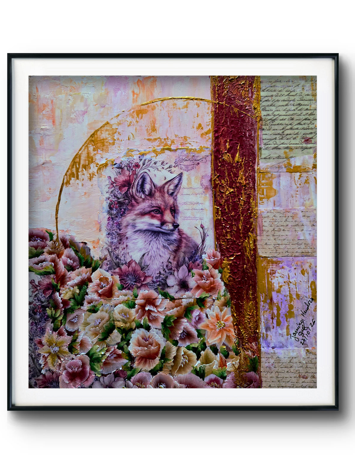 The Fox’s Memories – Contemporary Mixed Media Painting by Jasmina Mendoza