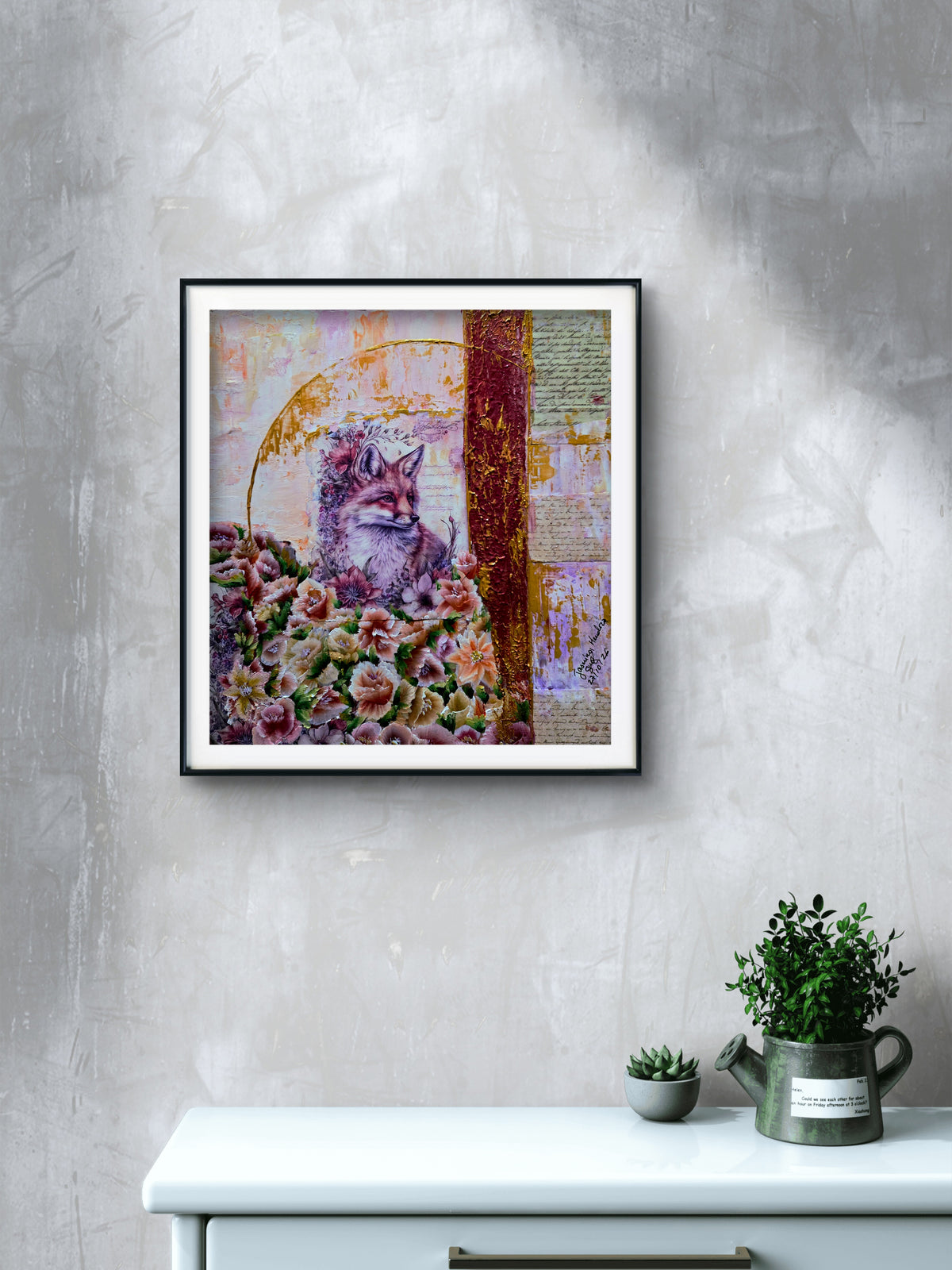 The Fox’s Memories – Contemporary Mixed Media Painting by Jasmina Mendoza