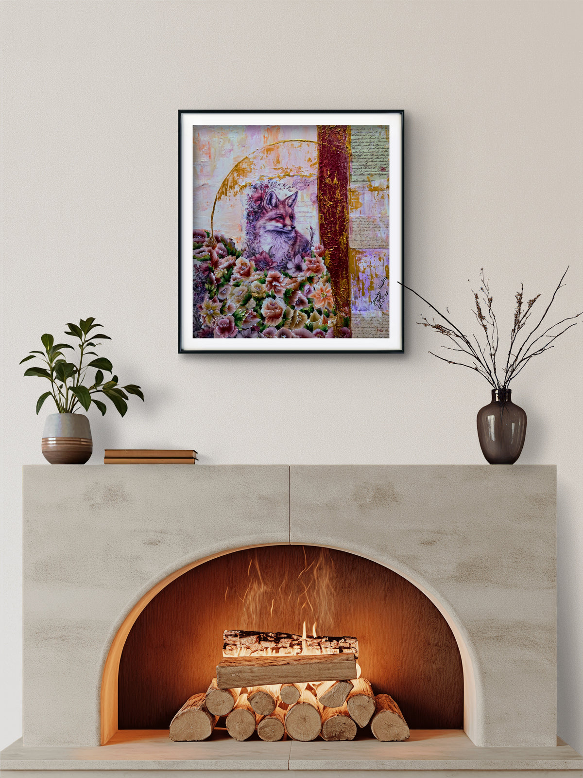 The Fox’s Memories – Contemporary Mixed Media Painting by Jasmina Mendoza
