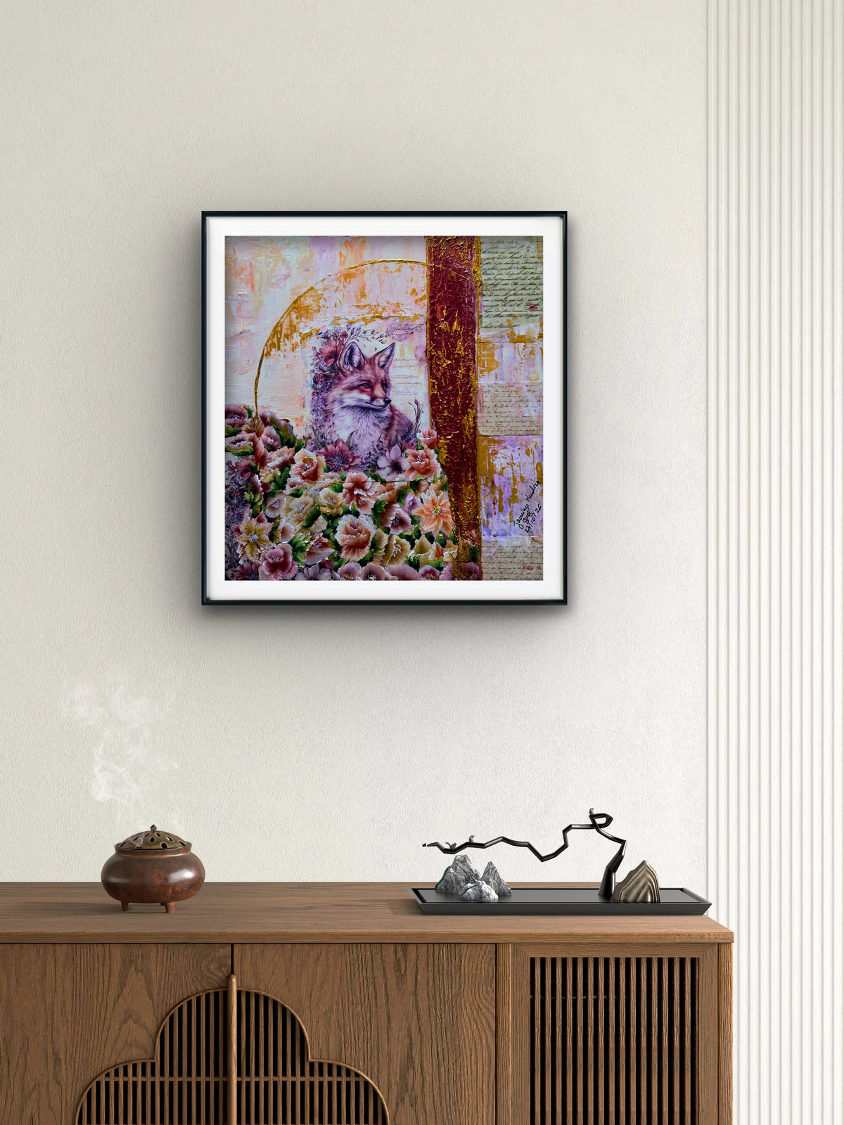 The Fox’s Memories – Contemporary Mixed Media Painting by Jasmina Mendoza