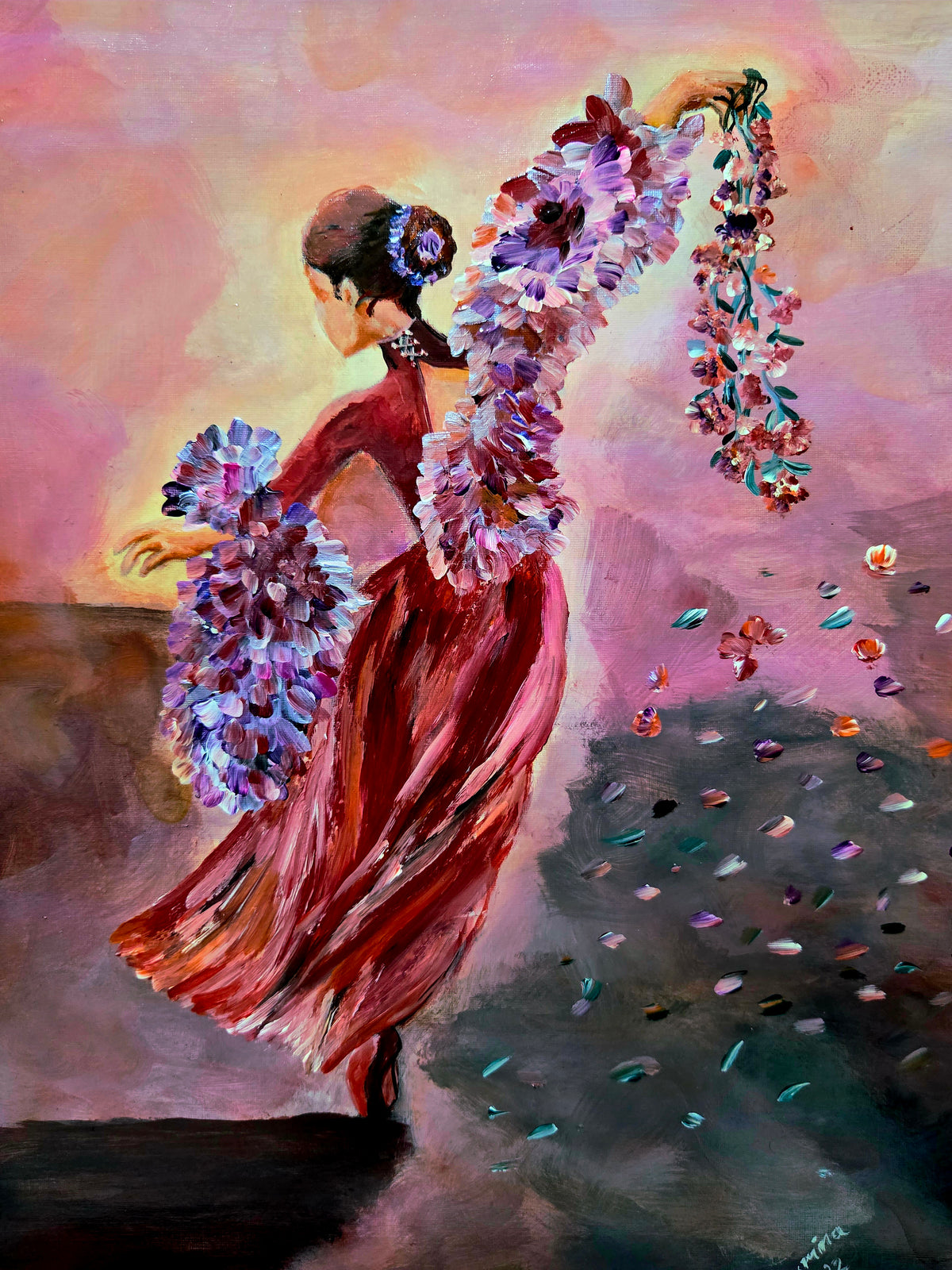 Passion original figurative abstract painting by Jasmina Mendoza