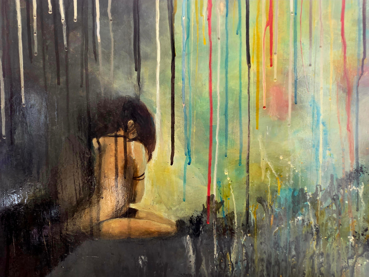 Cascade of Vulnerable Emotions — Original Acrylic Painting by Jasmina Mendoza