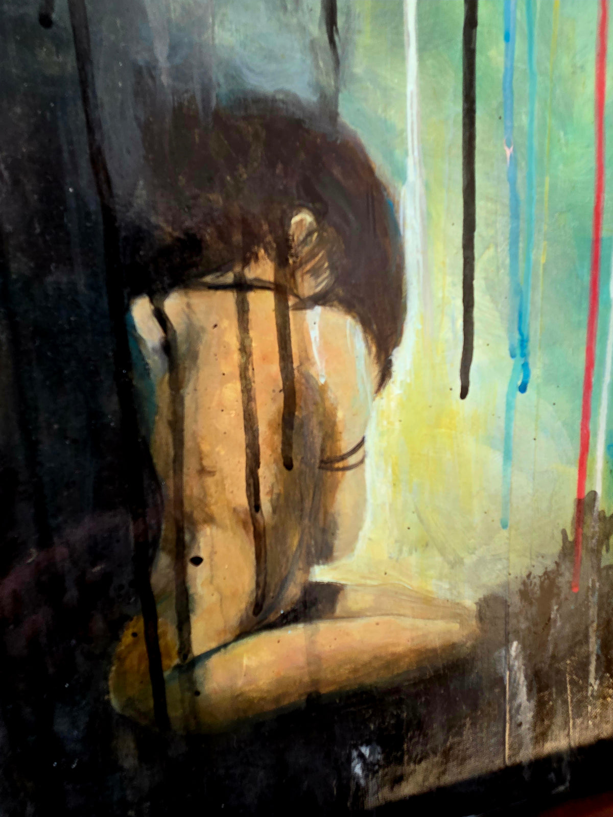 Cascade of Vulnerable Emotions — Original Acrylic Painting by Jasmina Mendoza