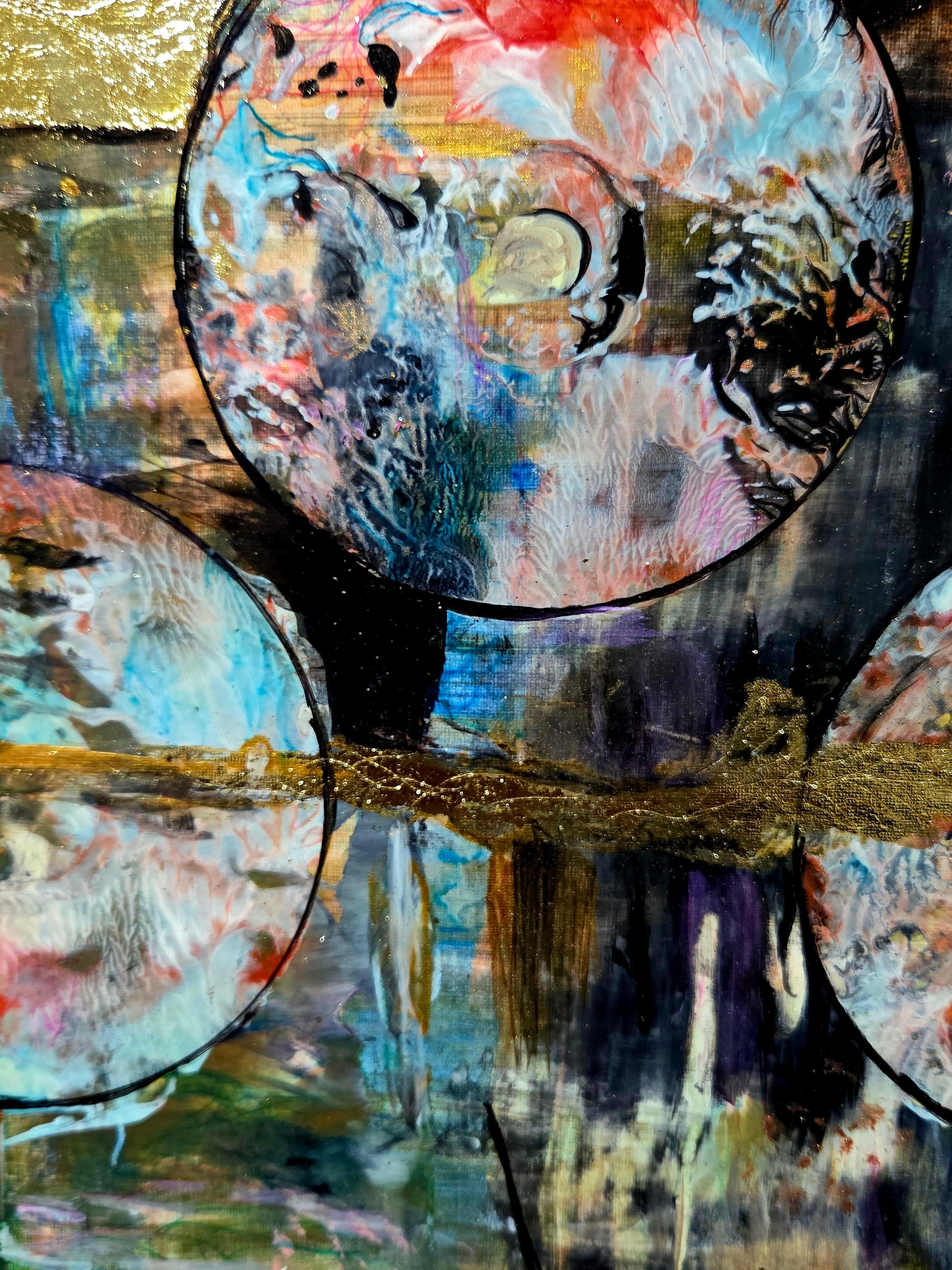 Golden Dimensions – Original Mixed Media Painting by Jasmina Mendoza - 3
