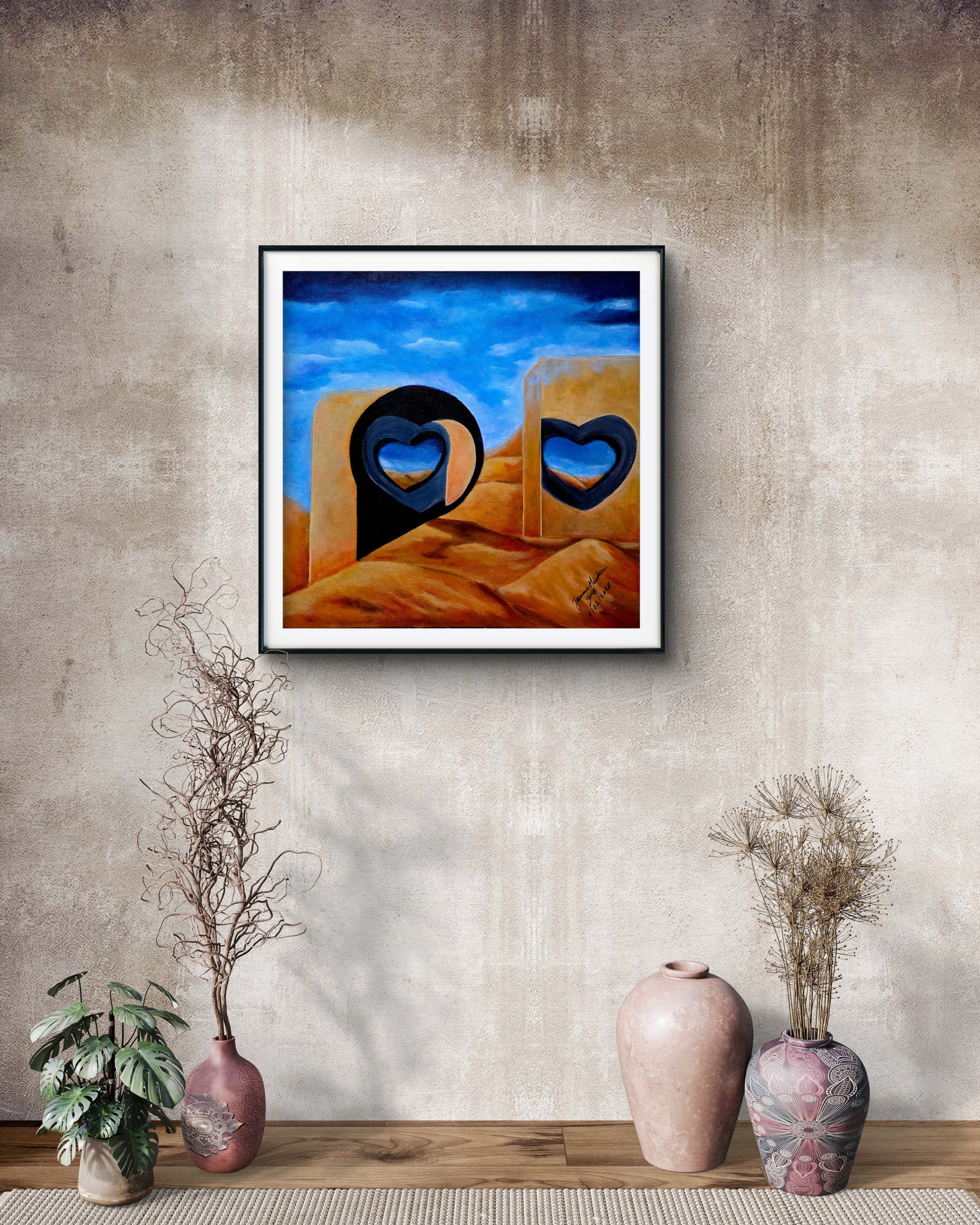 Aligned Hearts Original Painting by Jasmina Mendoza | Art is my Universe