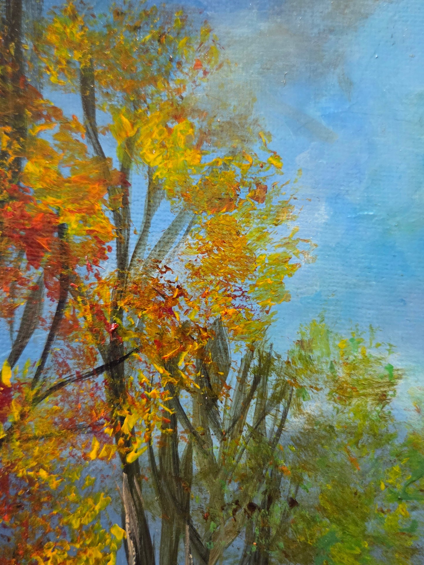 Autumn Reflections Impressionist Acrylic Landscape Painting | Art is my Universe