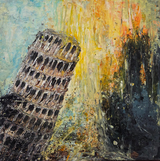 Pisa Tower Abstract Expressionist Original Painting - 8