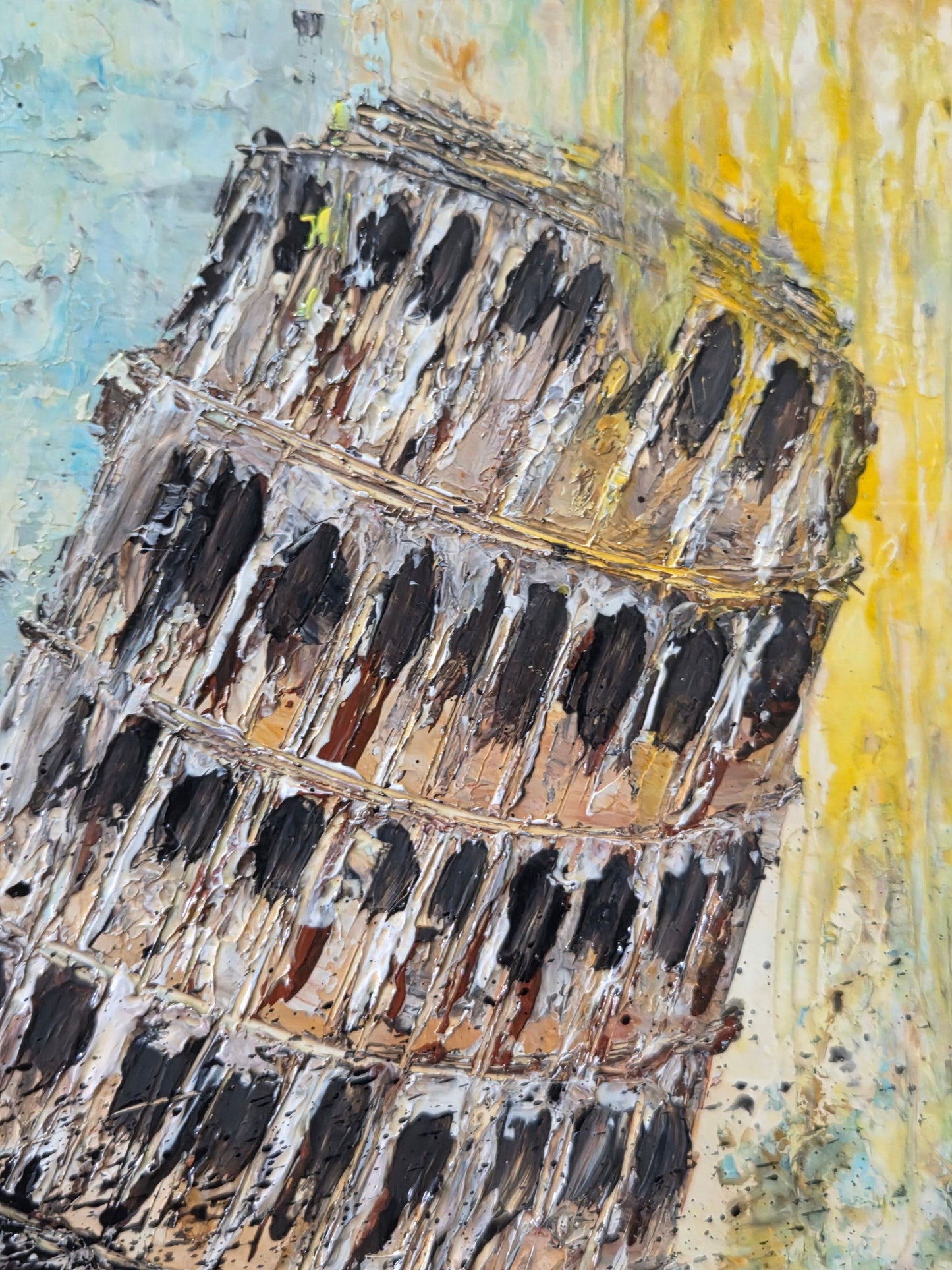 Pisa Tower Abstract Expressionist Original Painting - 10