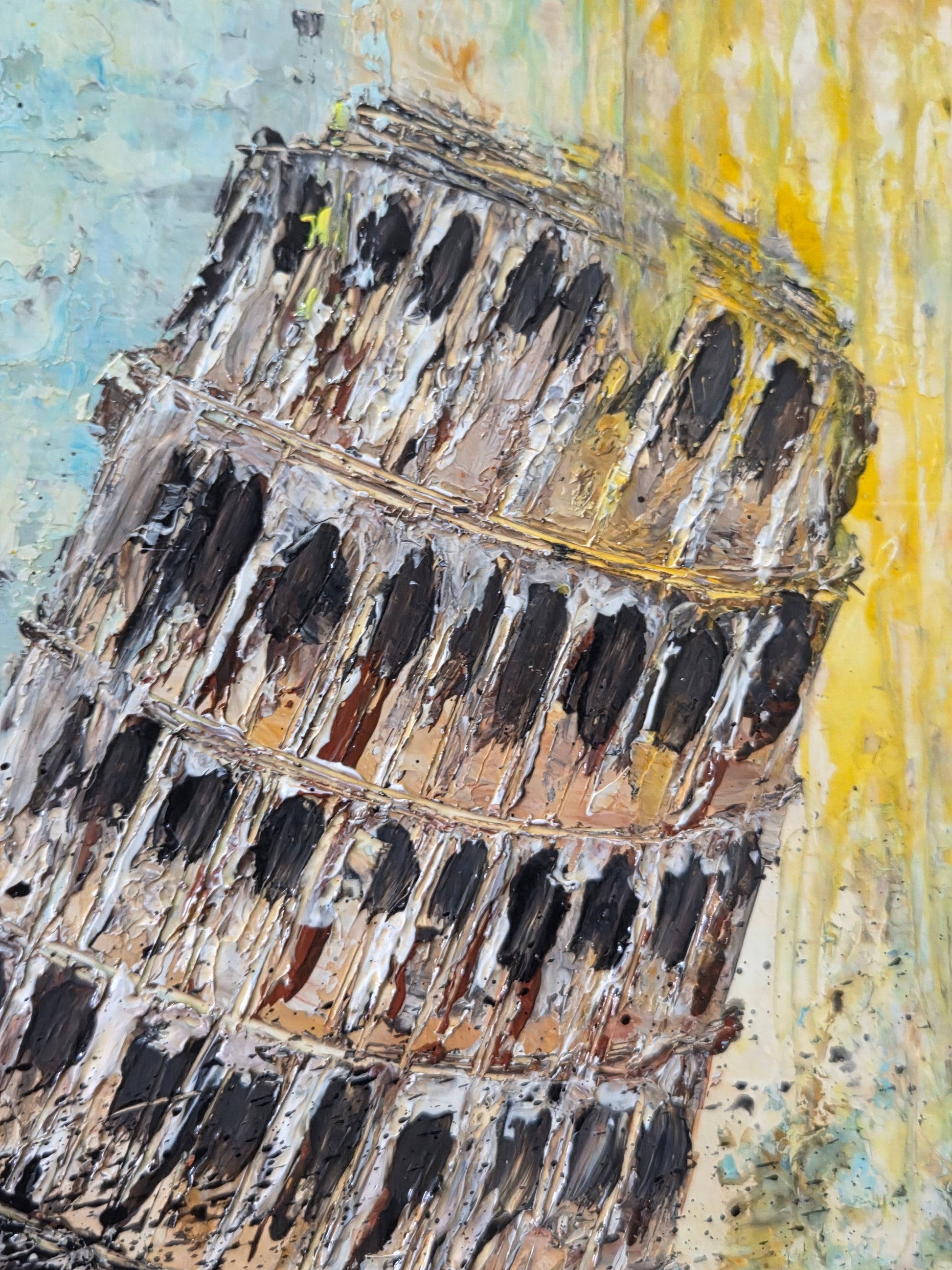 Pisa Tower Abstract Expressionist Original Painting - 10