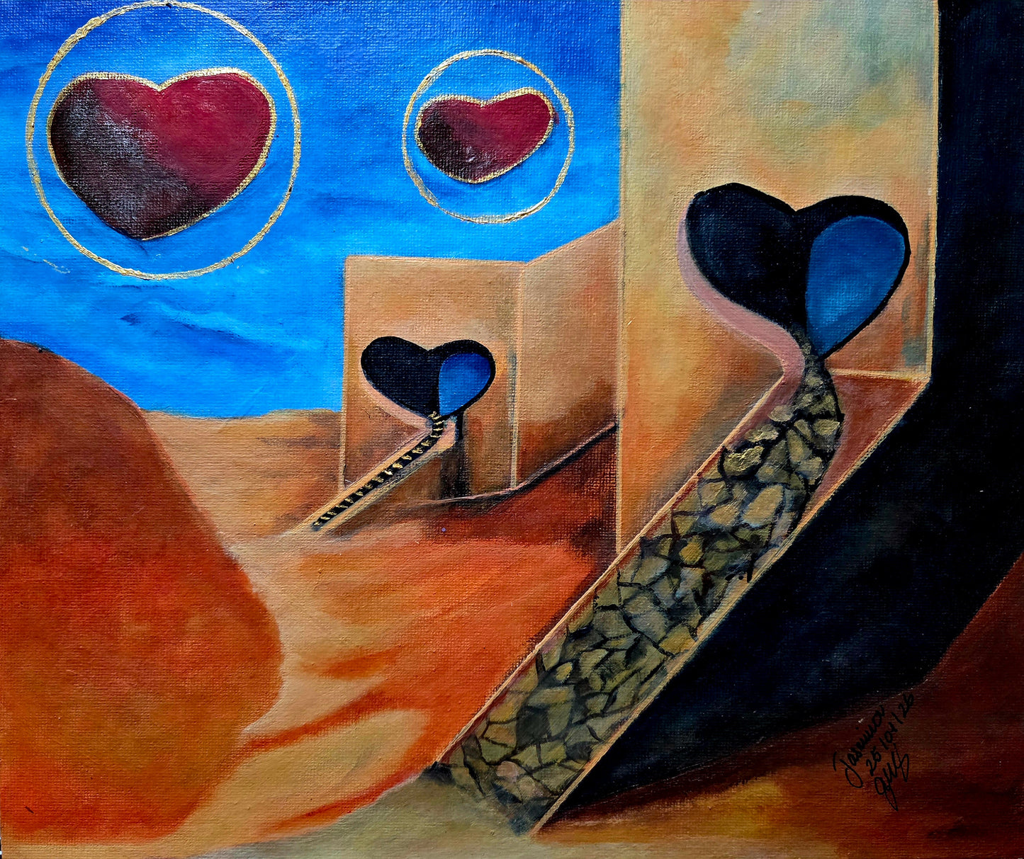 The Heart Path Original acrylic Painting by Jasmina Mendoza. - 1