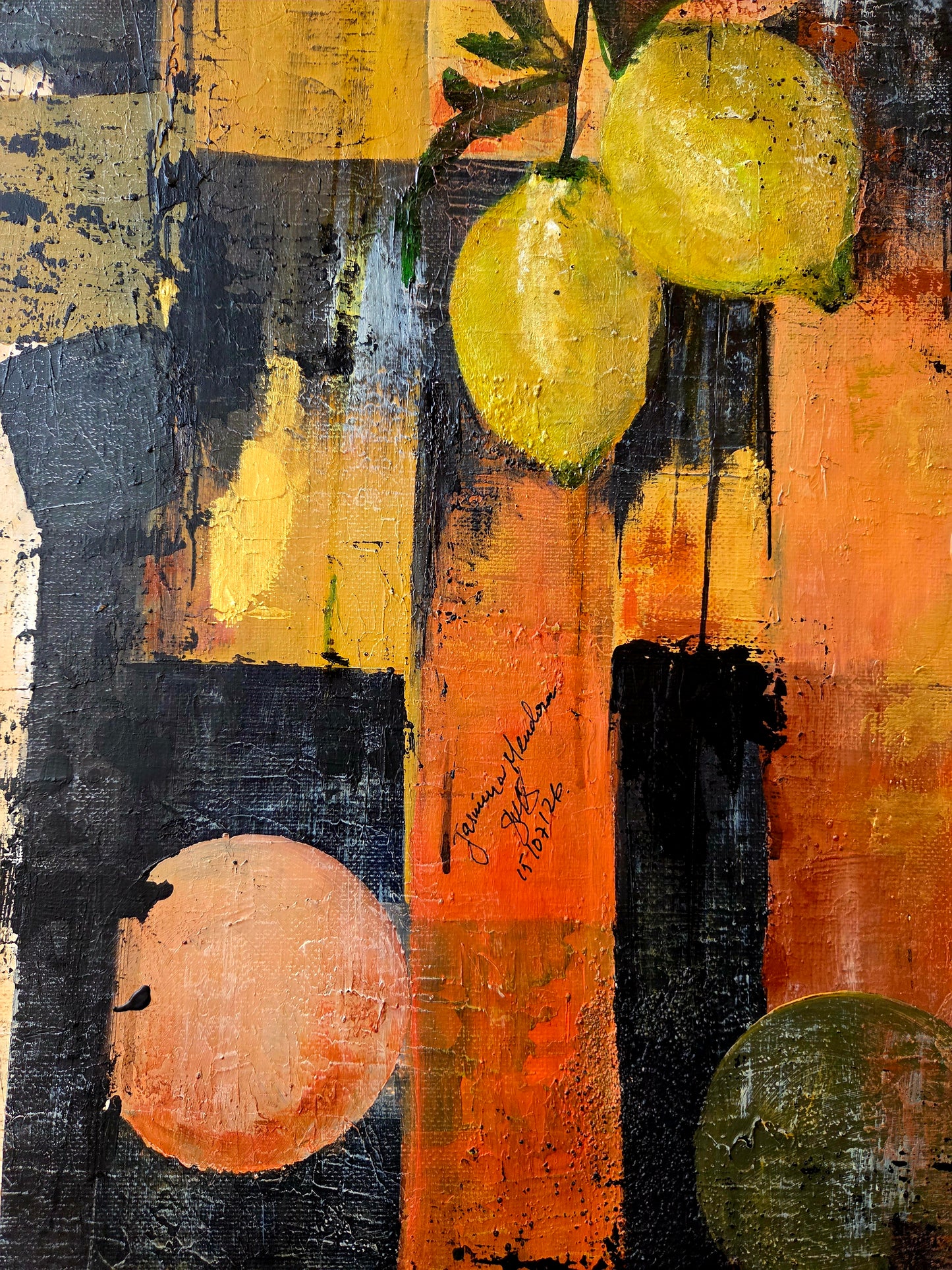 Citrus Harmony - Original Abstract Lemon Painting