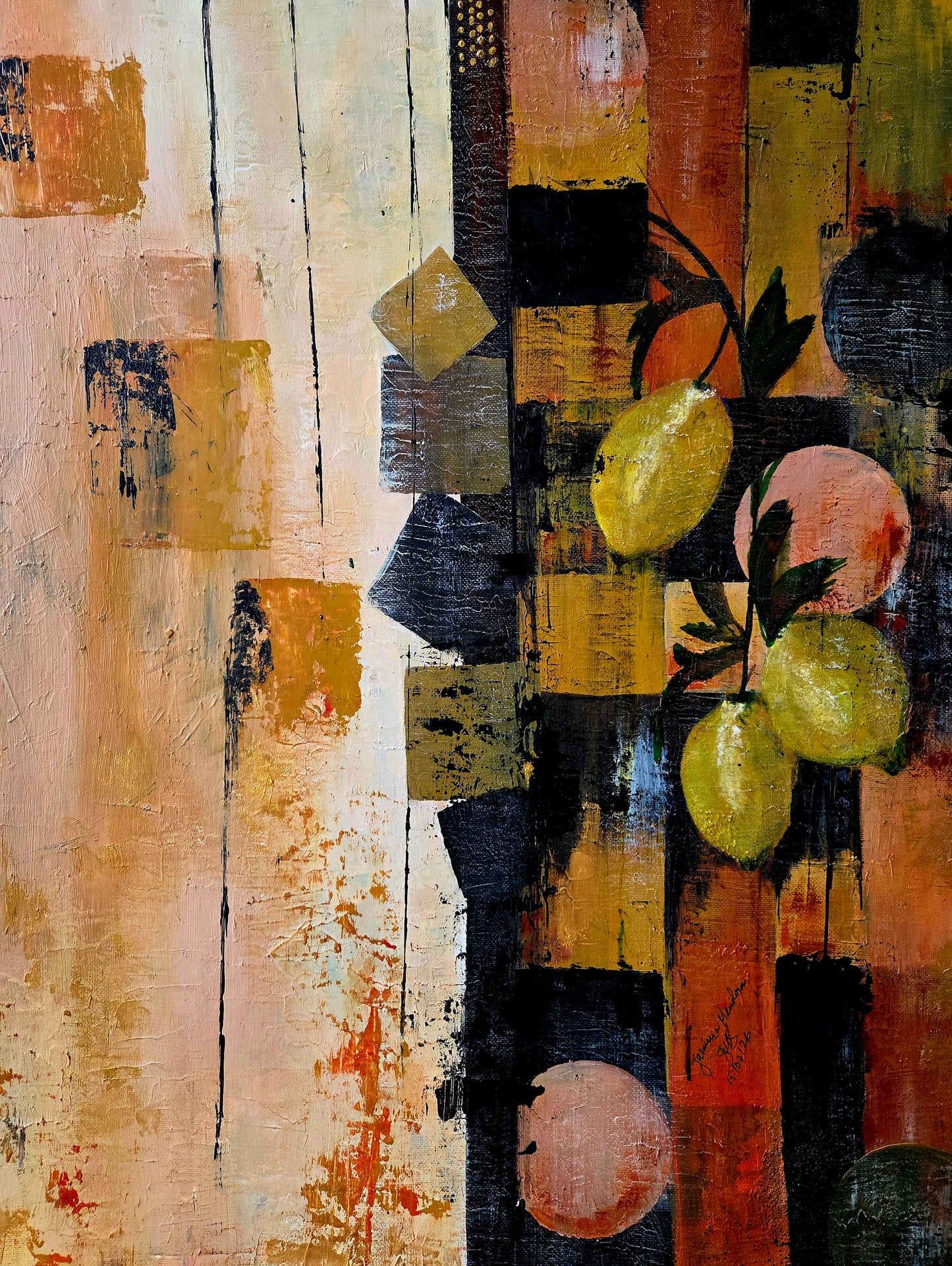 Citrus Harmony - Original Abstract Lemon Painting