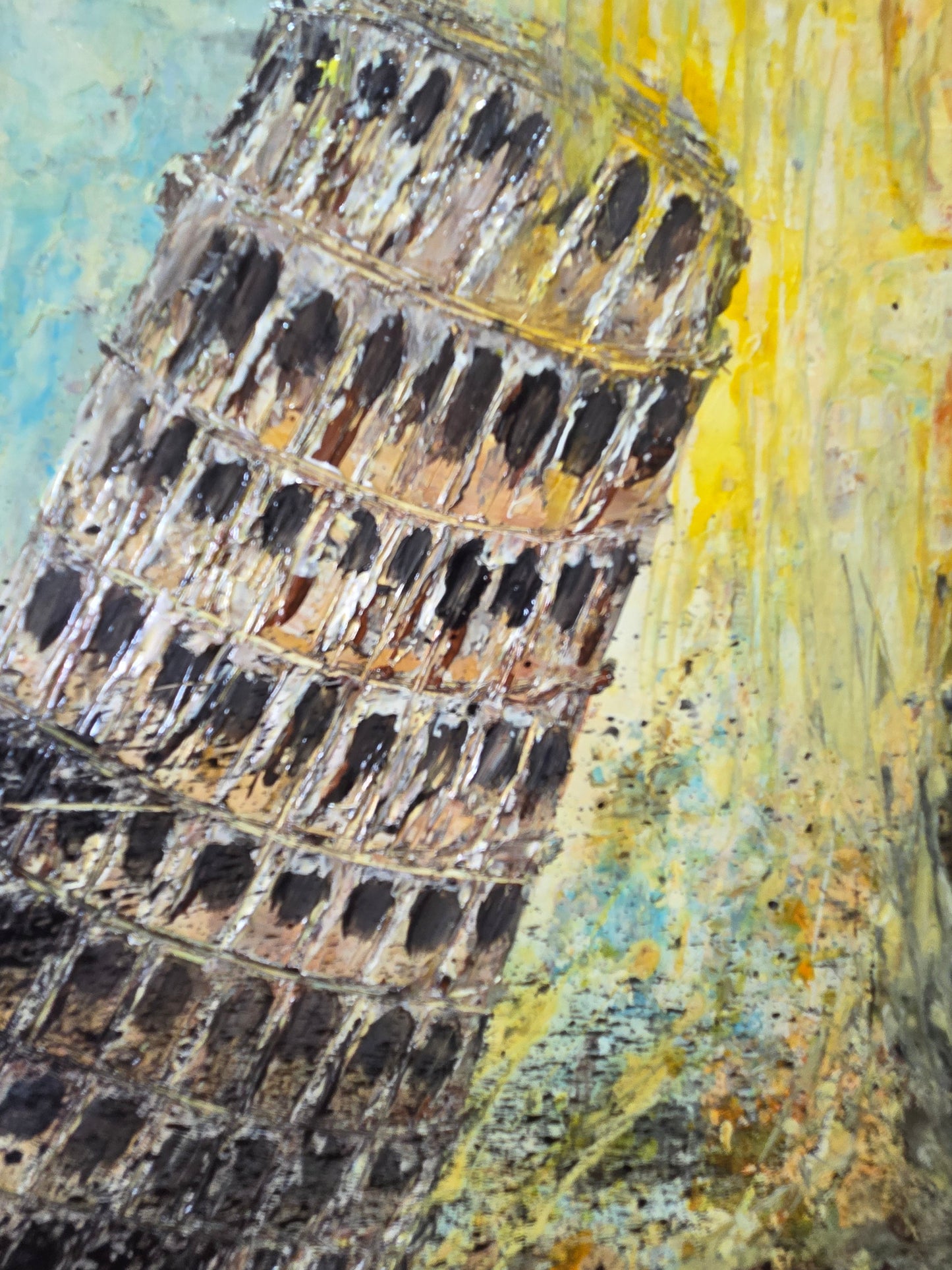 Pisa Tower Abstract Expressionist Original Painting - 11