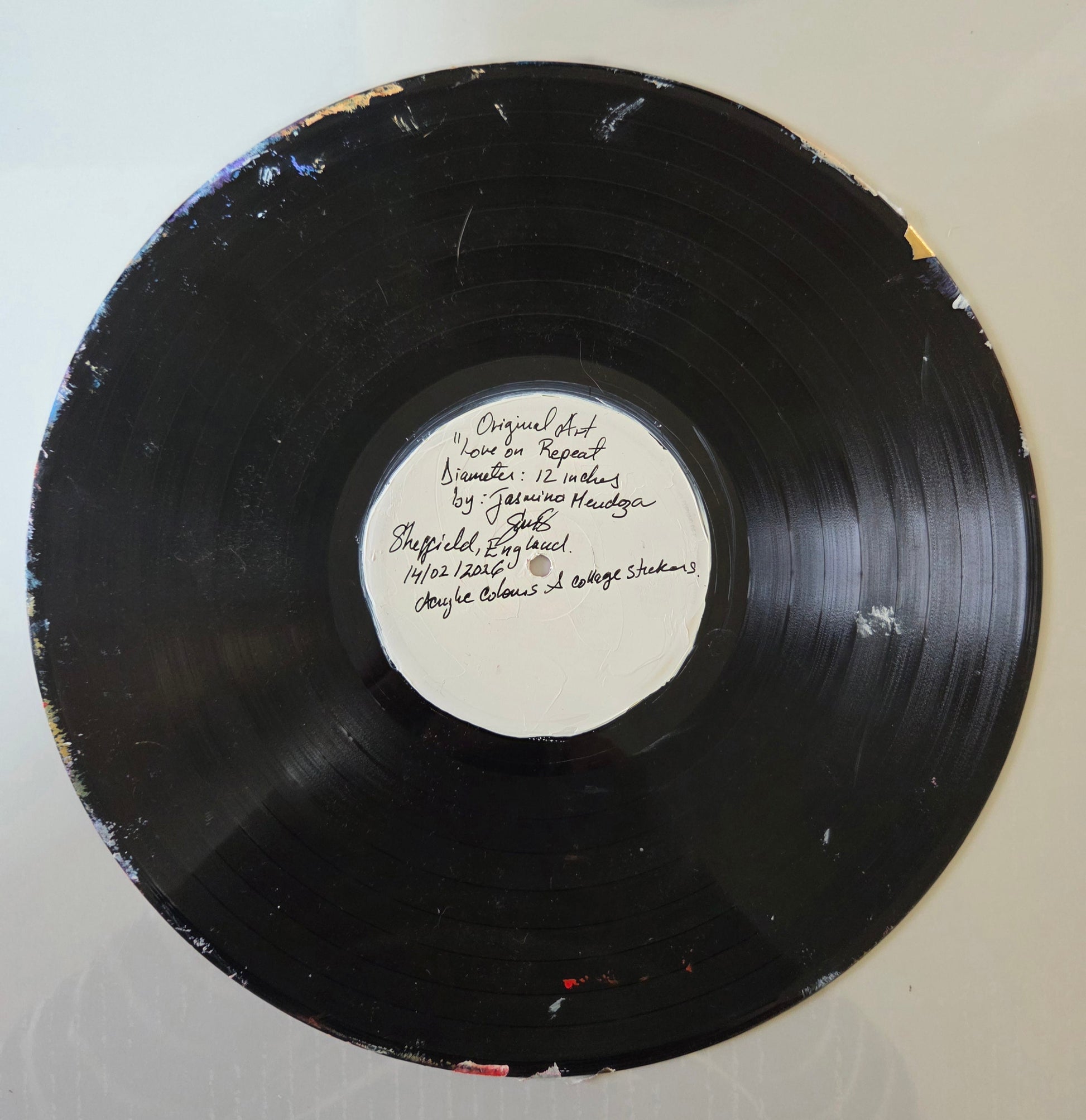 Love on Repeat – Original Acrylic on Vinyl Record - 5