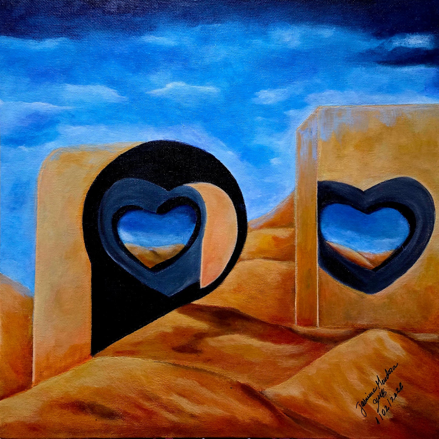 Aligned Hearts Original Painting by Jasmina Mendoza | Art is my Universe
