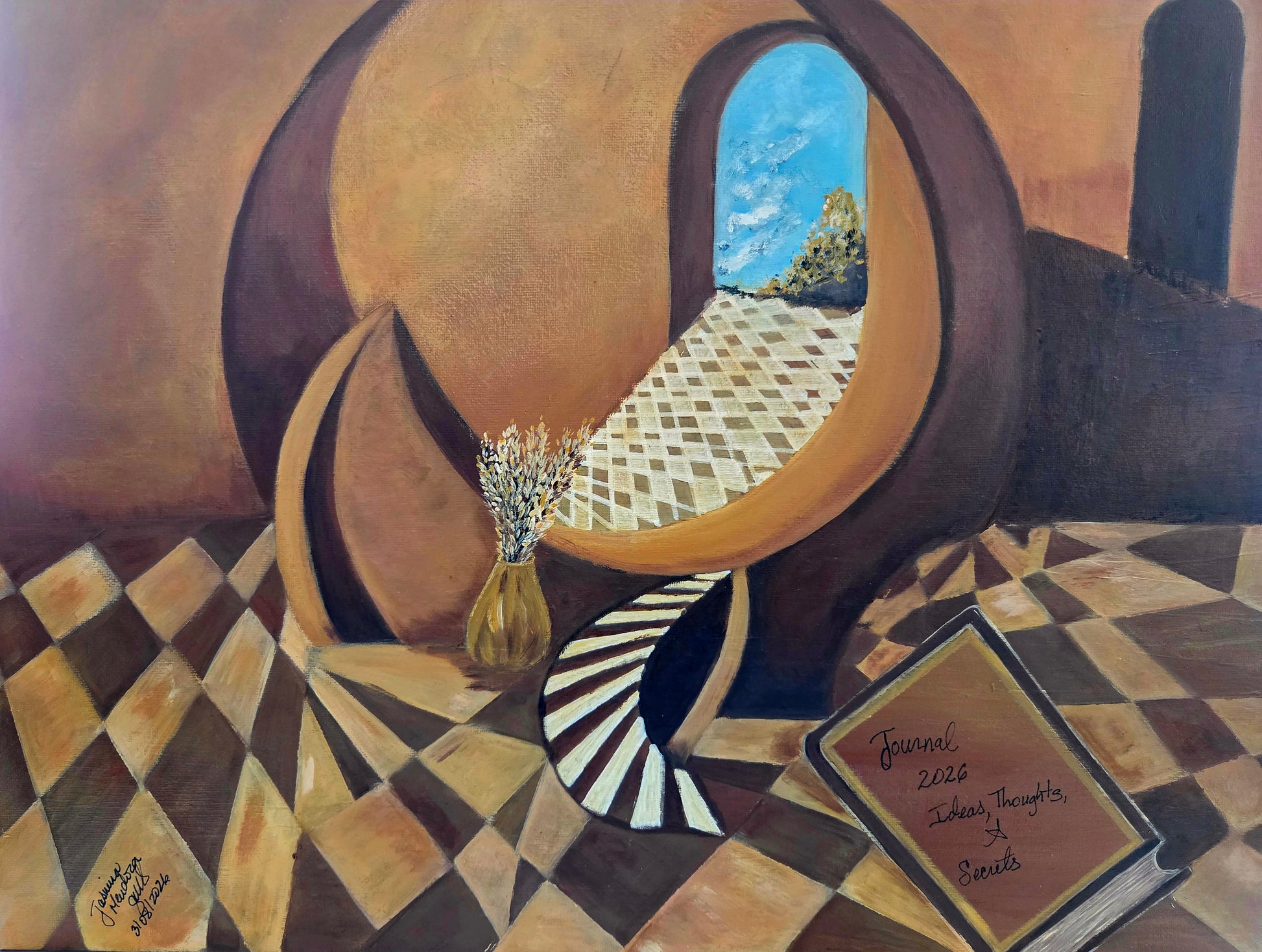 Between Pages, Original Surreal Painting by Jasmina Mendoza. | Art is my Universe