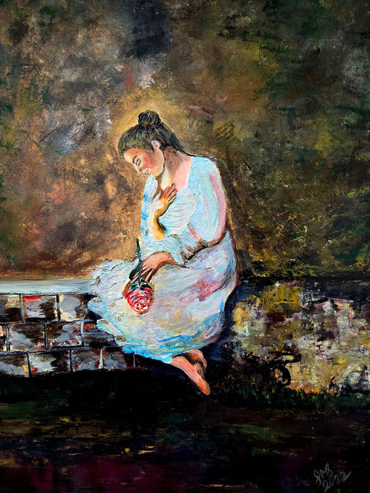 The Last Rose original figurative painting by Jasmina Mendoza - 0