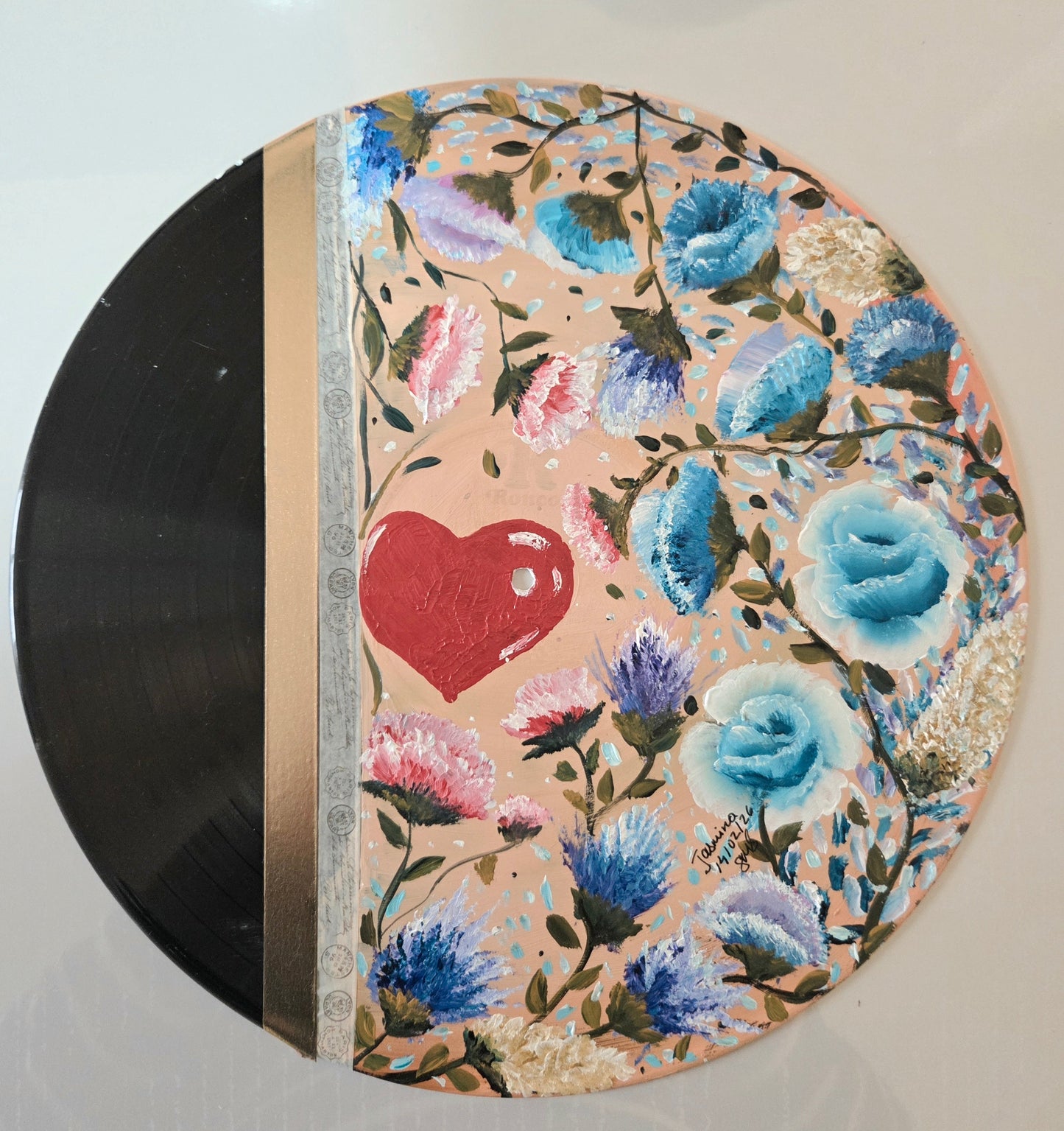 Love on Repeat – Original Acrylic on Vinyl Record - 2