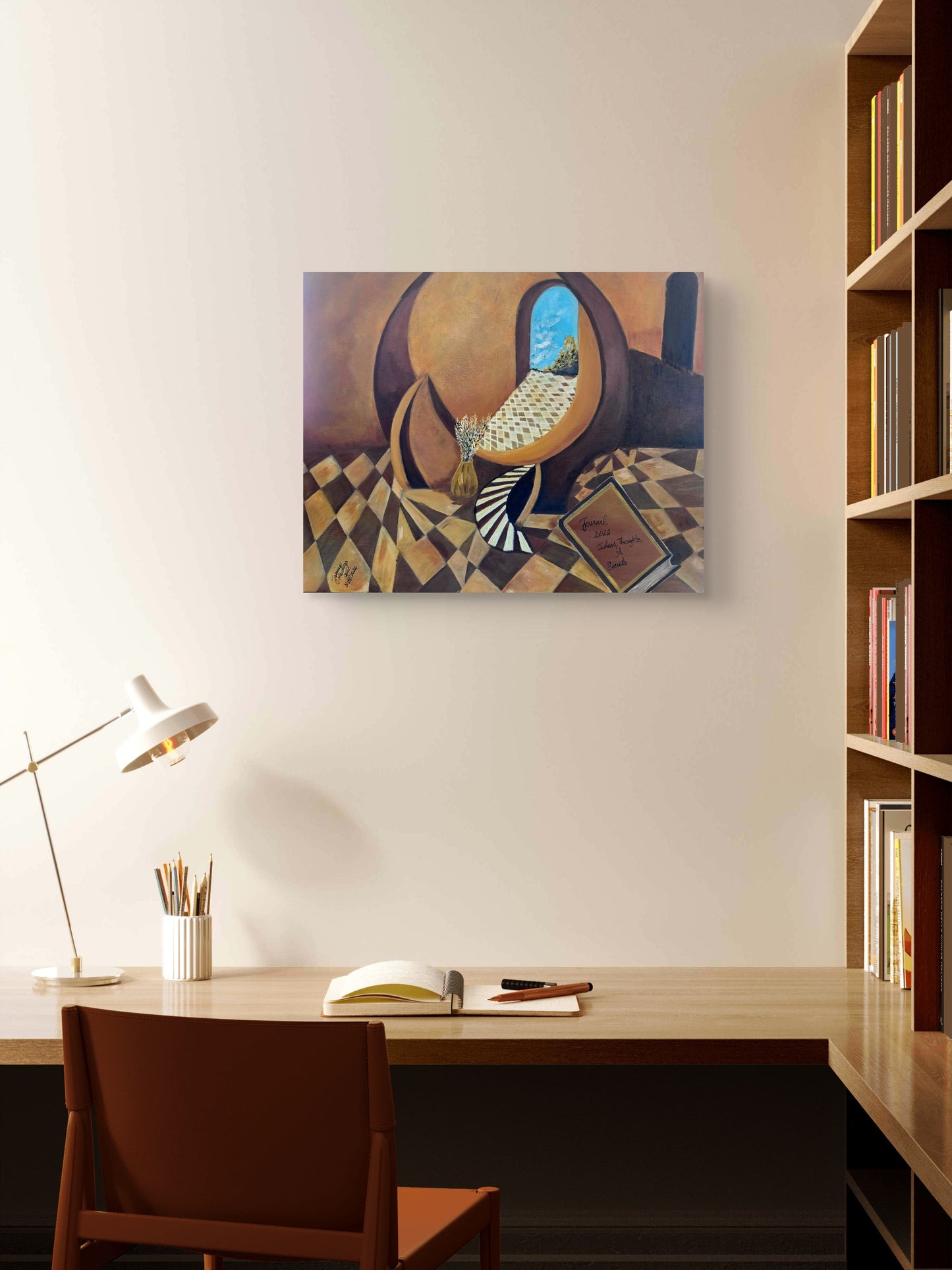 Between Pages, Original Surreal Painting by Jasmina Mendoza. | Art is my Universe