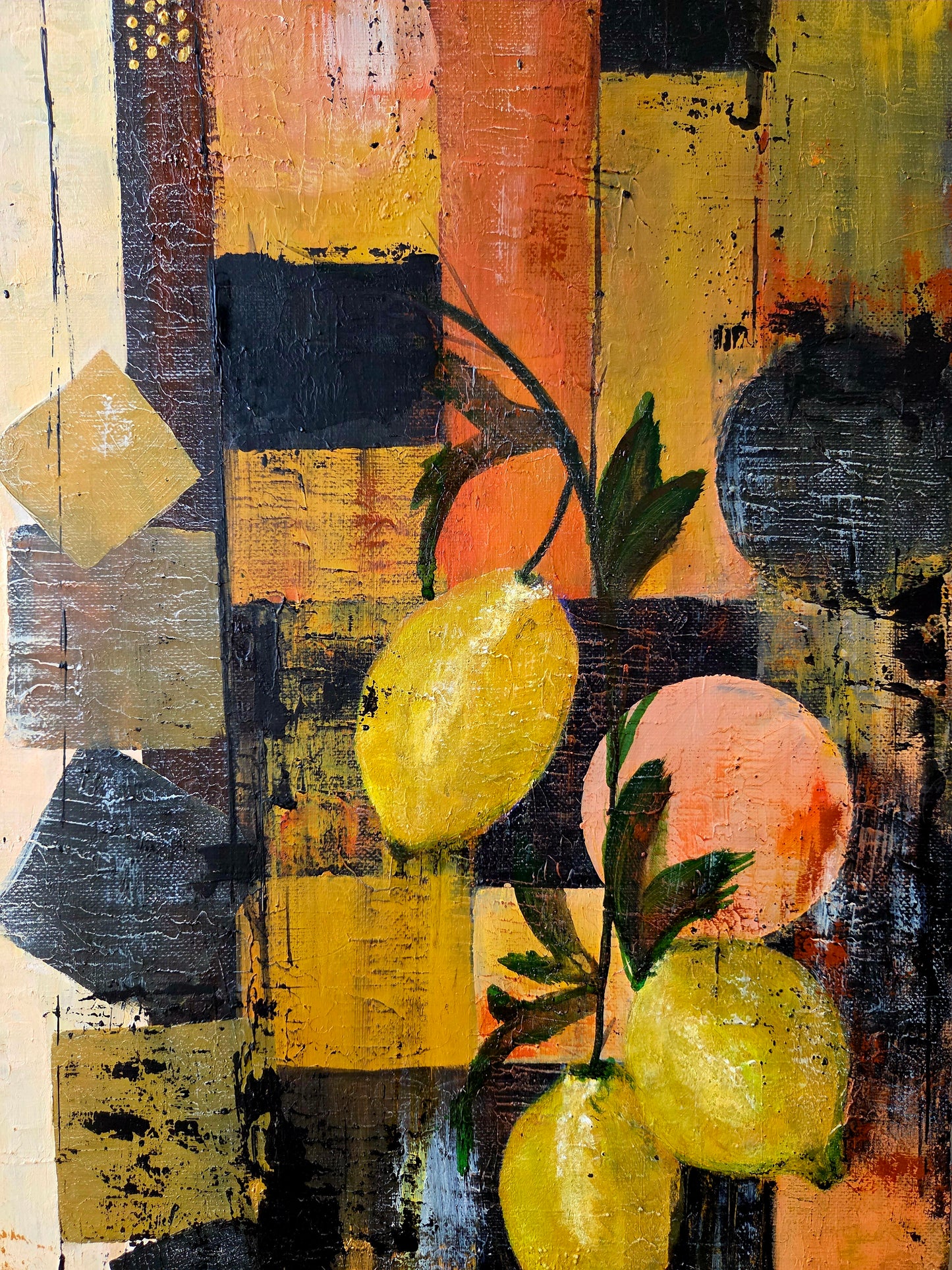 Citrus Harmony - Original Abstract Lemon Painting