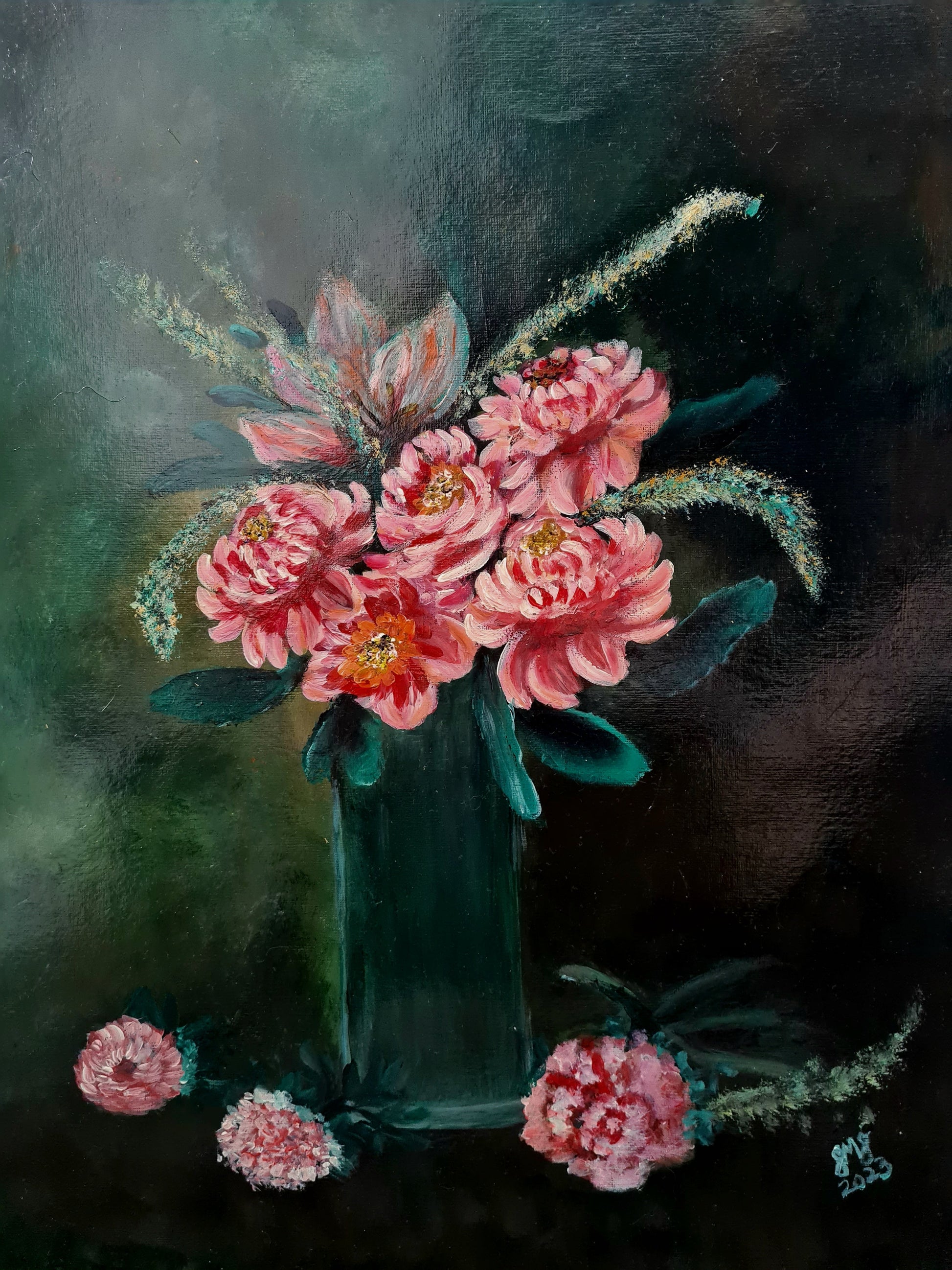 Peonies – Original Acrylic Painting by Jasmina Mendoza - 1