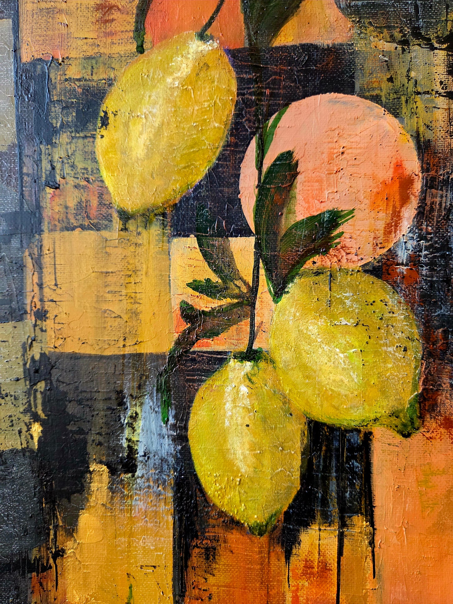 Citrus Harmony - Original Abstract Lemon Painting