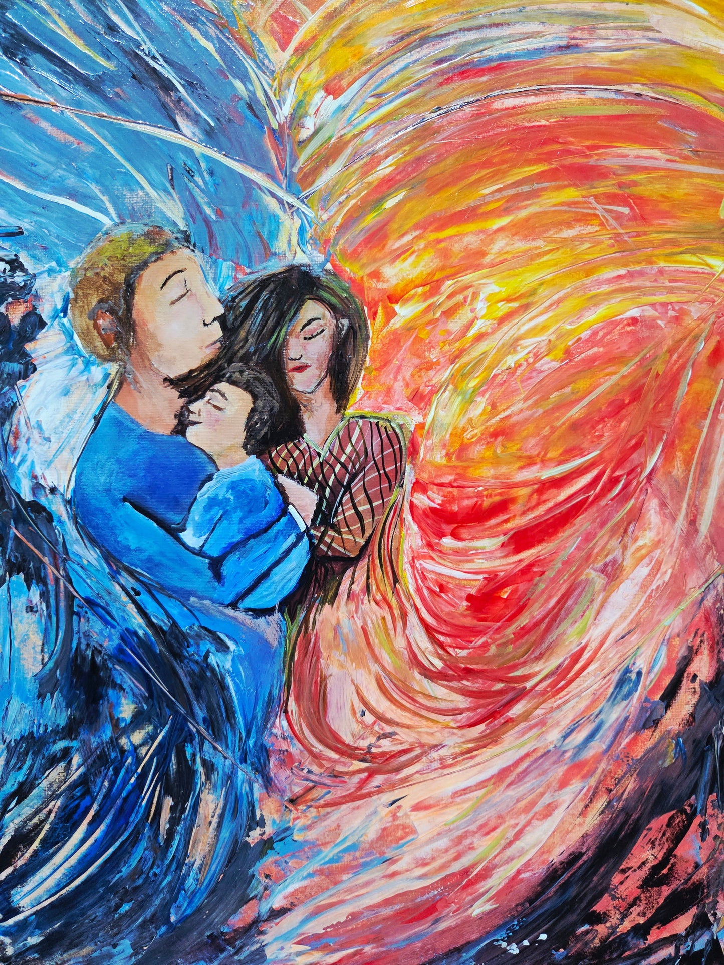 Family Embrace – Original Acrylic Painting by Jasmina Mendoza - 0