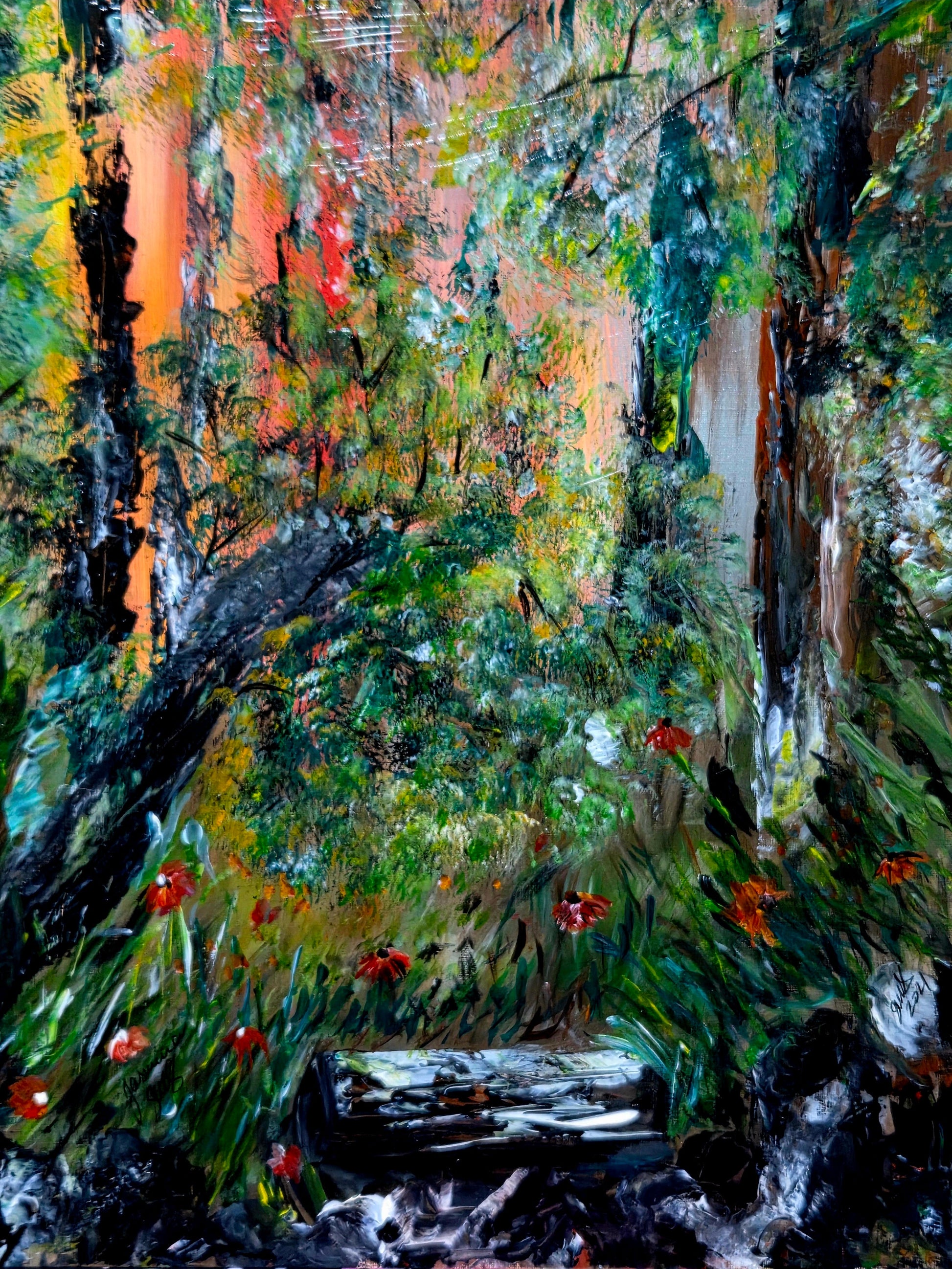 Deep in the Forest original painting by Jasmina Mendoza | Art is my Universe
