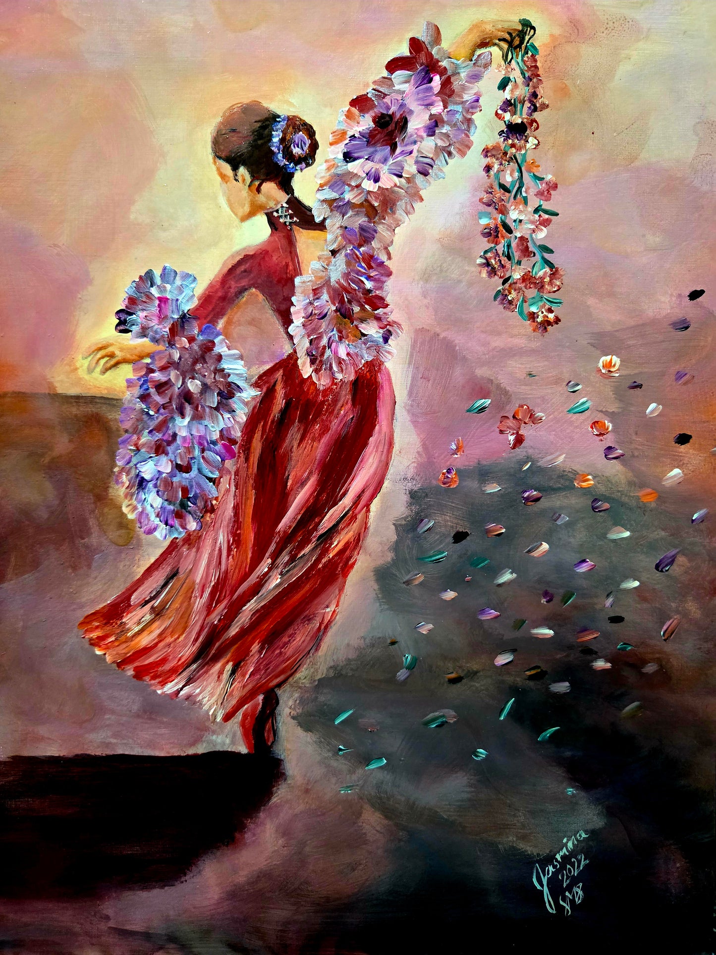 Passion original figurative abstract painting by Jasmina Mendoza - 0