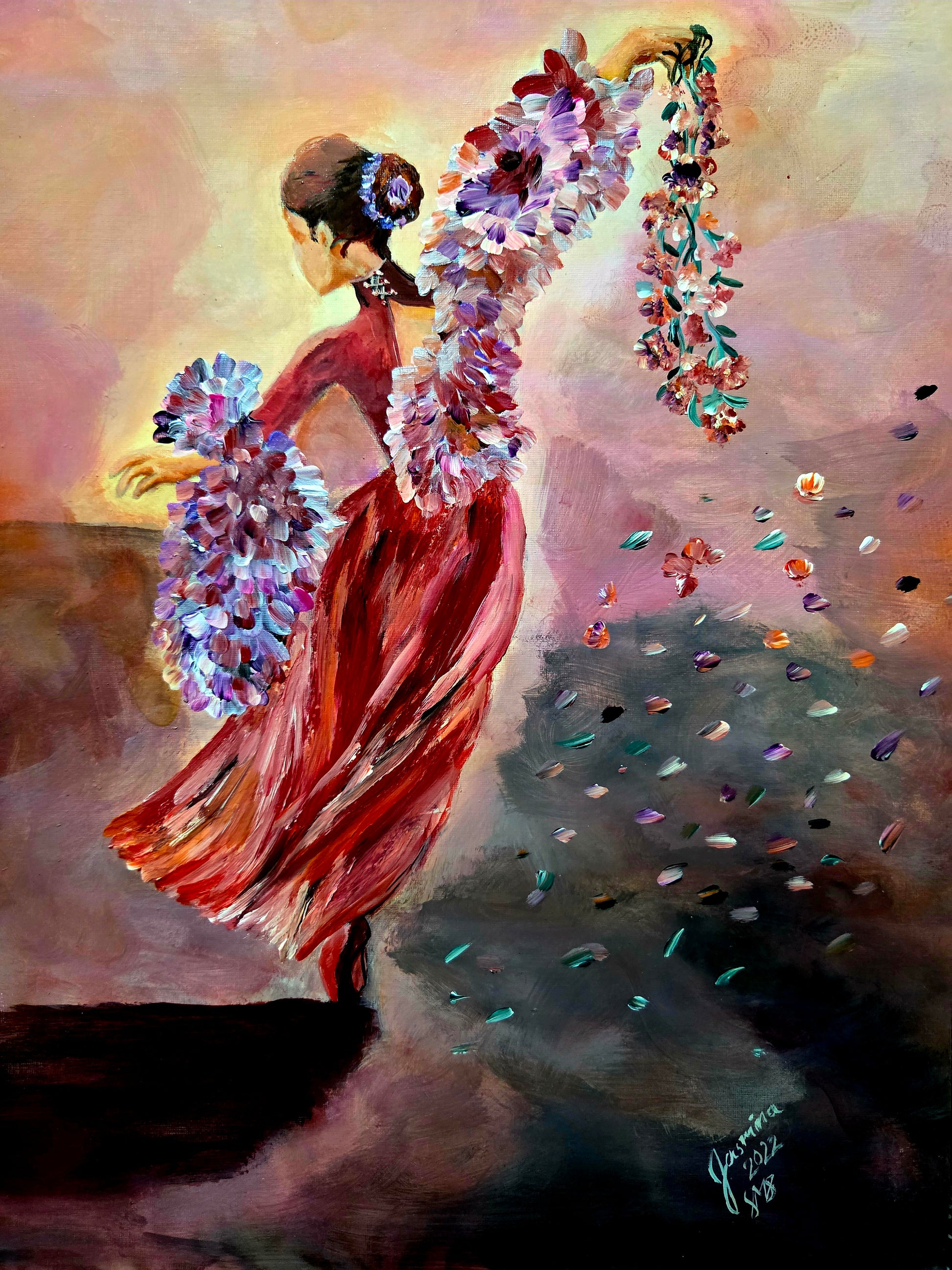 Passion original figurative abstract painting by Jasmina Mendoza - 0