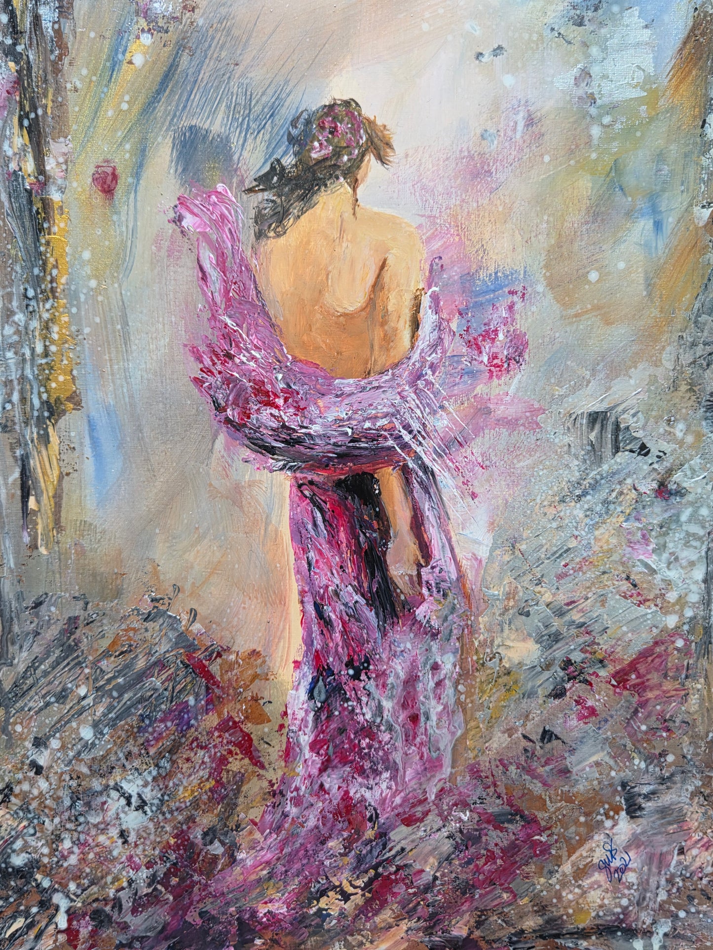 Vulnerable original figurative abstract painting by Jasmina - 0