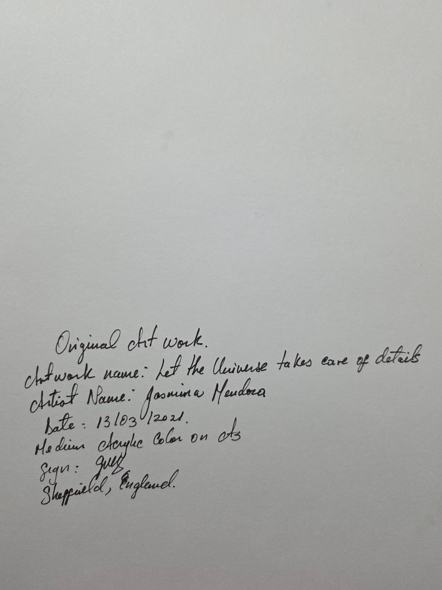 Let the Universe Take Care of Details – Original Acrylic Painting by Jasmina Mendoza