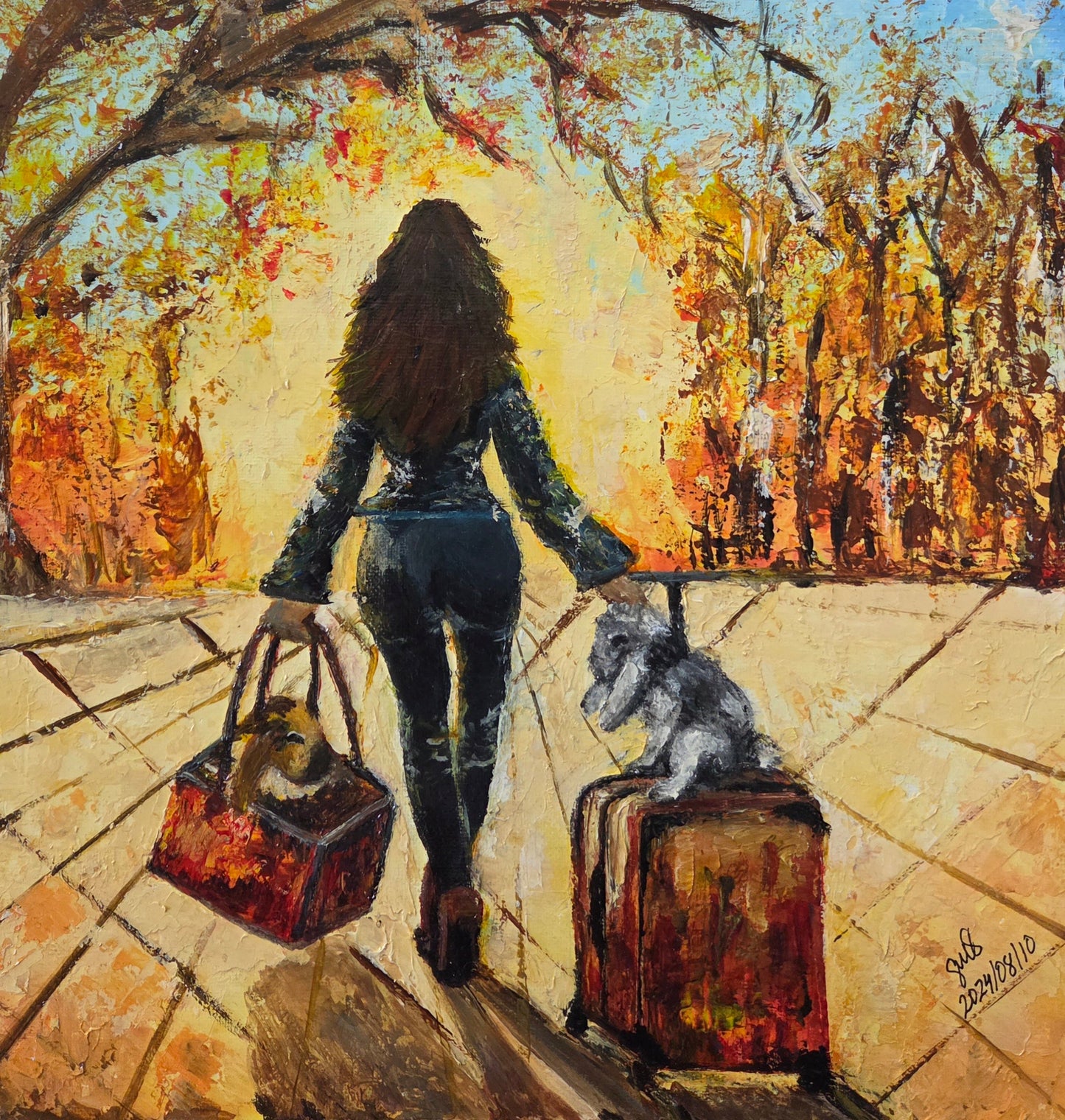 Going on Holiday Impasto Acrylic Painting - 10