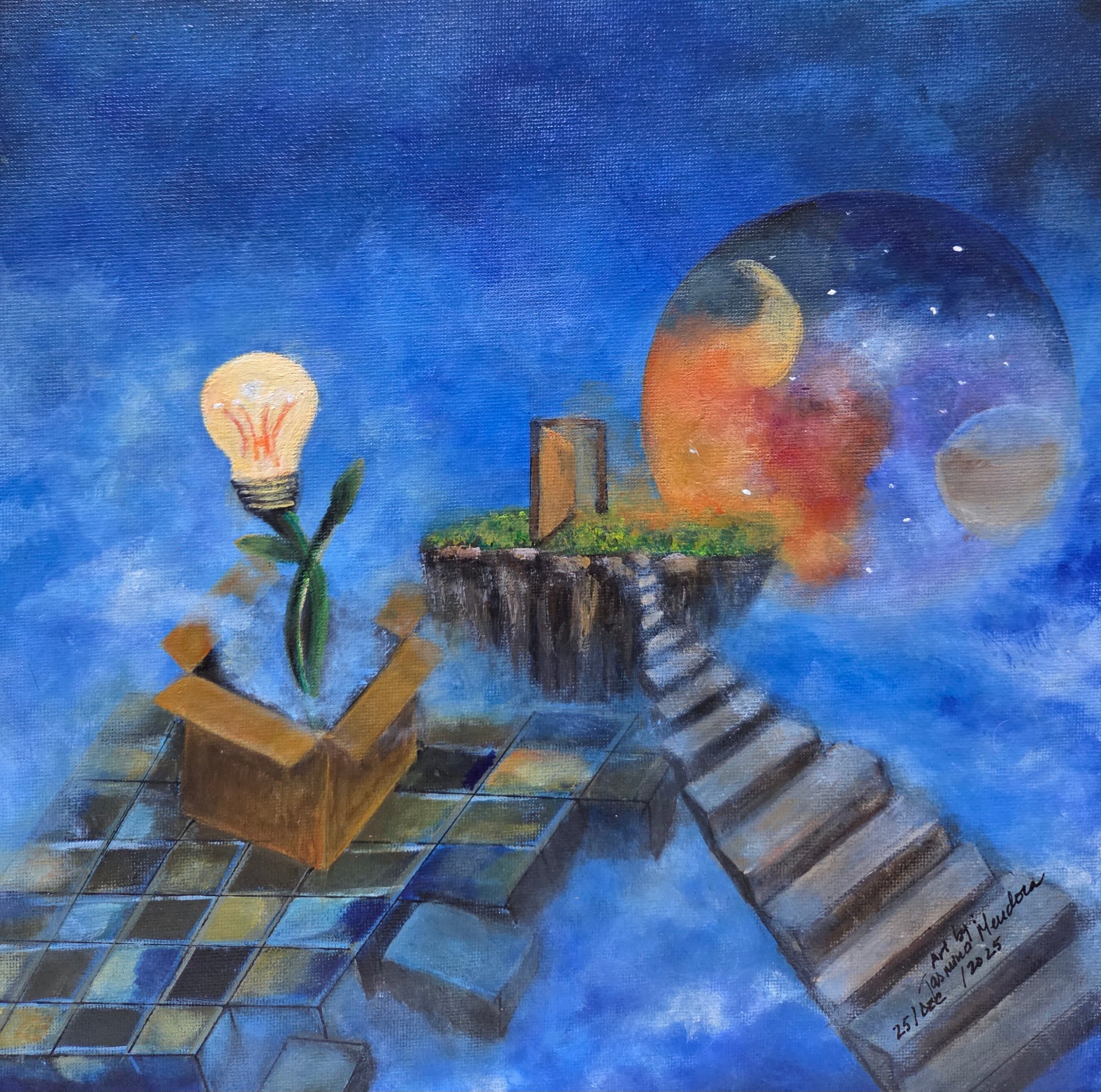 Think Outside the Box original painting by Jasmina Mendoza | Art is my Universe