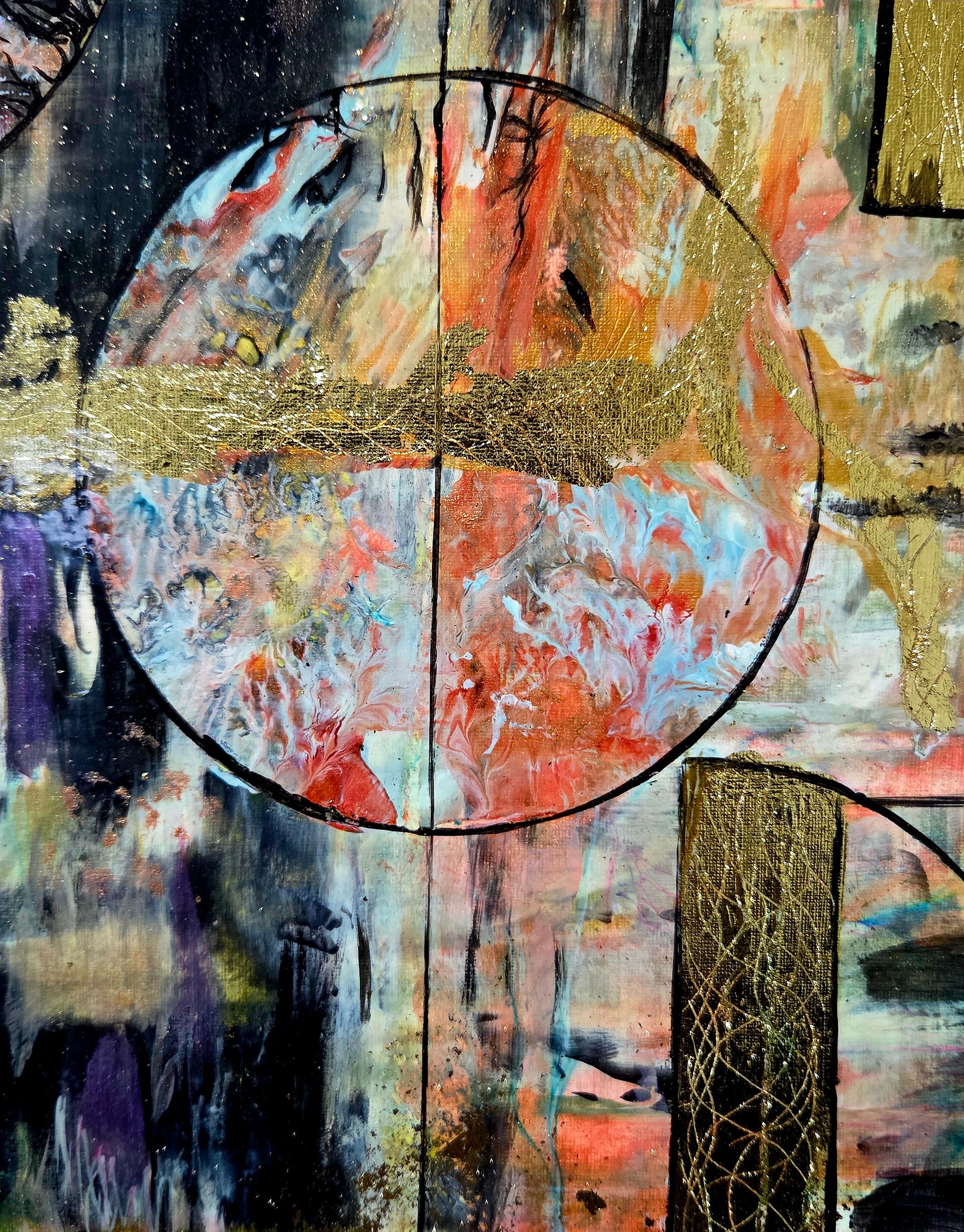 Golden Dimensions – Original Mixed Media Painting by Jasmina Mendoza - 4