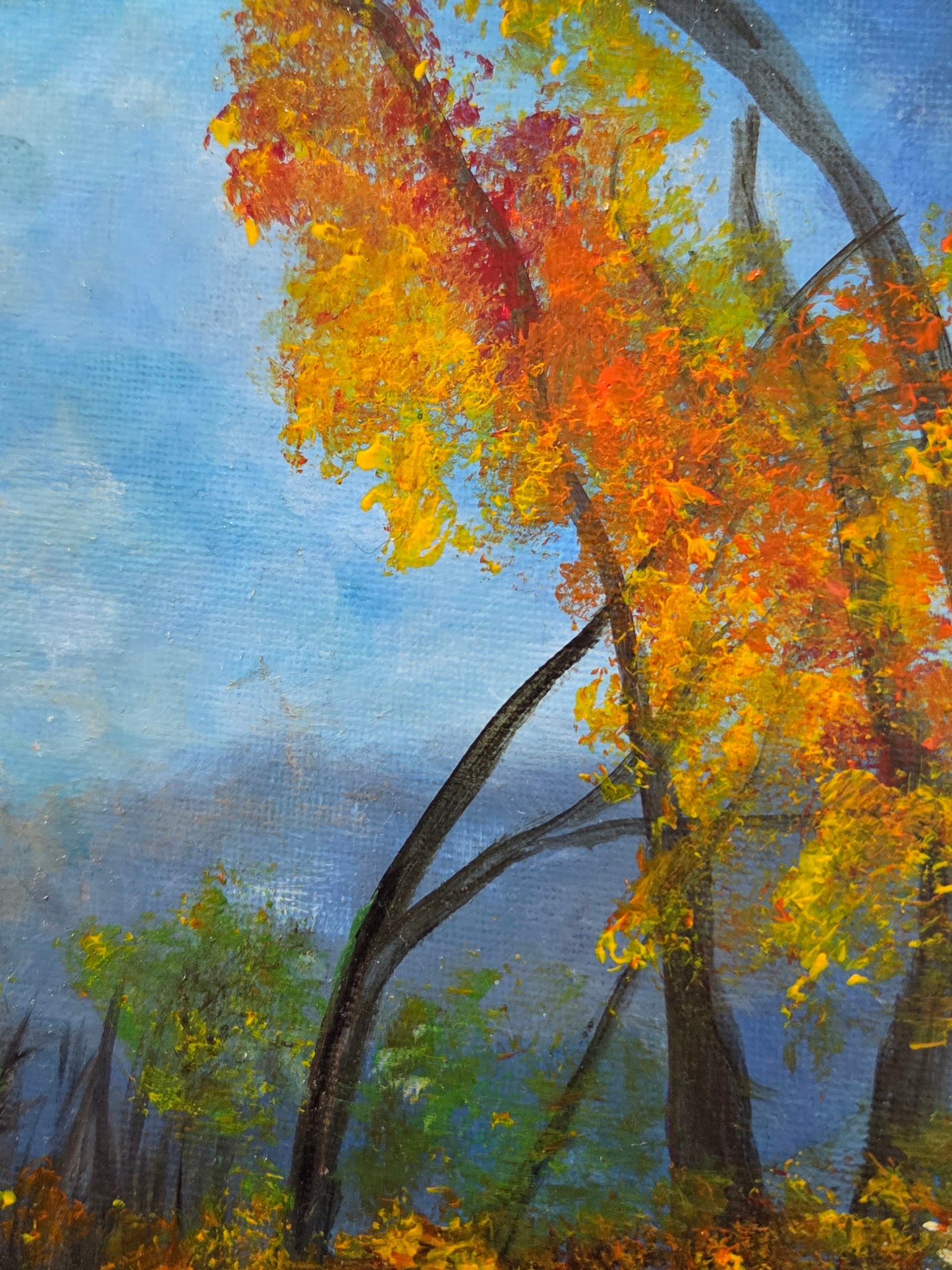 Autumn Reflections Impressionist Acrylic Landscape Painting | Art is my Universe